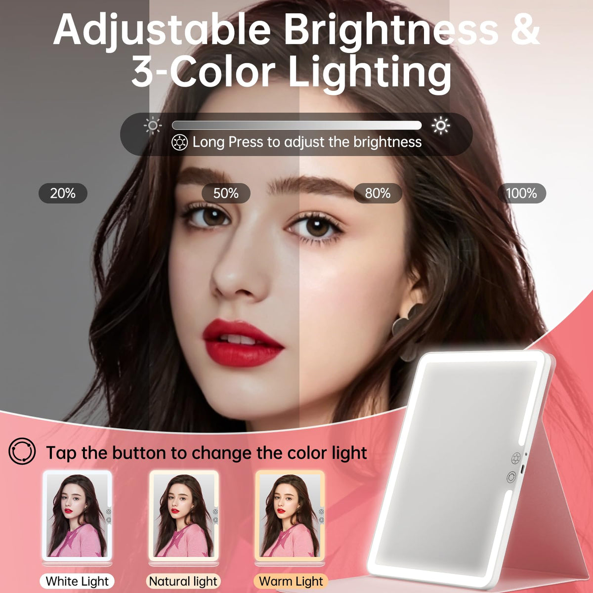 FUNTOUCH 2500mAh Large Rechargeable Travel Makeup Mirror - FUNTOUCH Official Imagery - 6