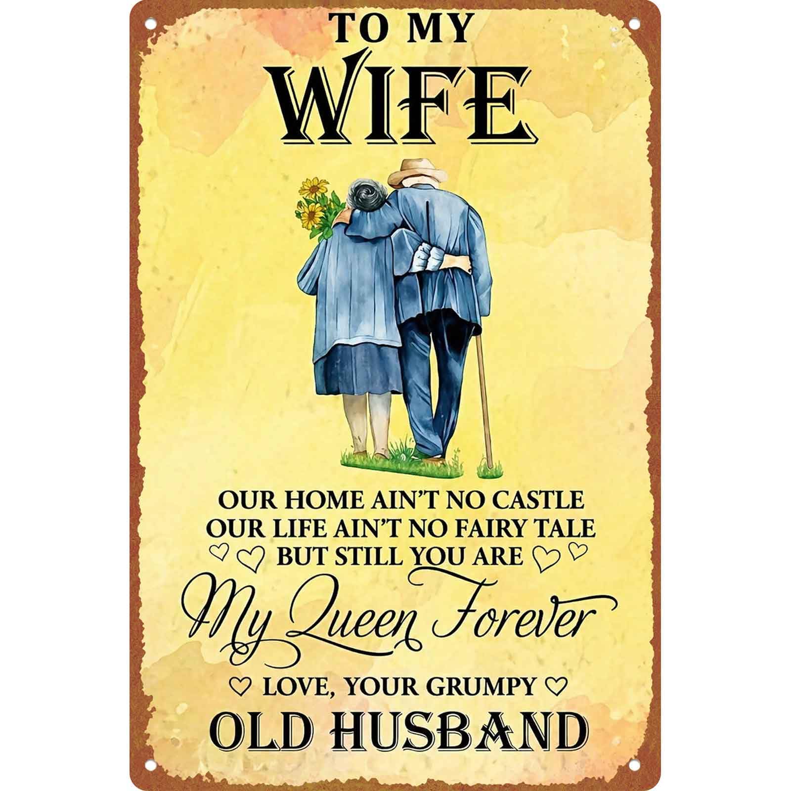To My Wife My Queen Forever Vintage Aluminum Metal Sign, 8X12In, - Product Imagery