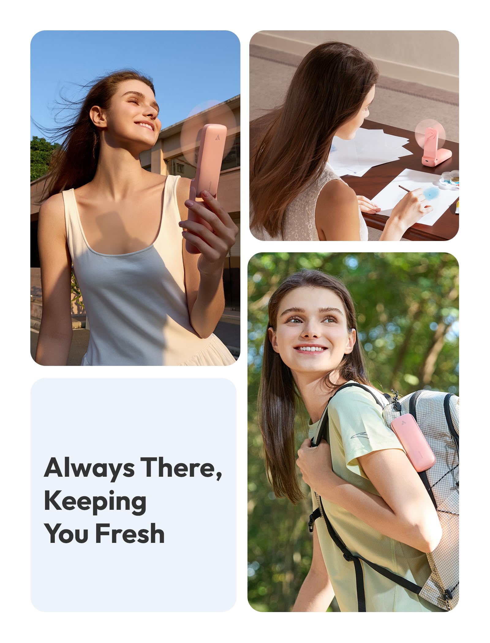 Aecooly Slim Handheld Fan, Thin Portable Fan, USB Rechargeable - Aecooly Official Product View 3