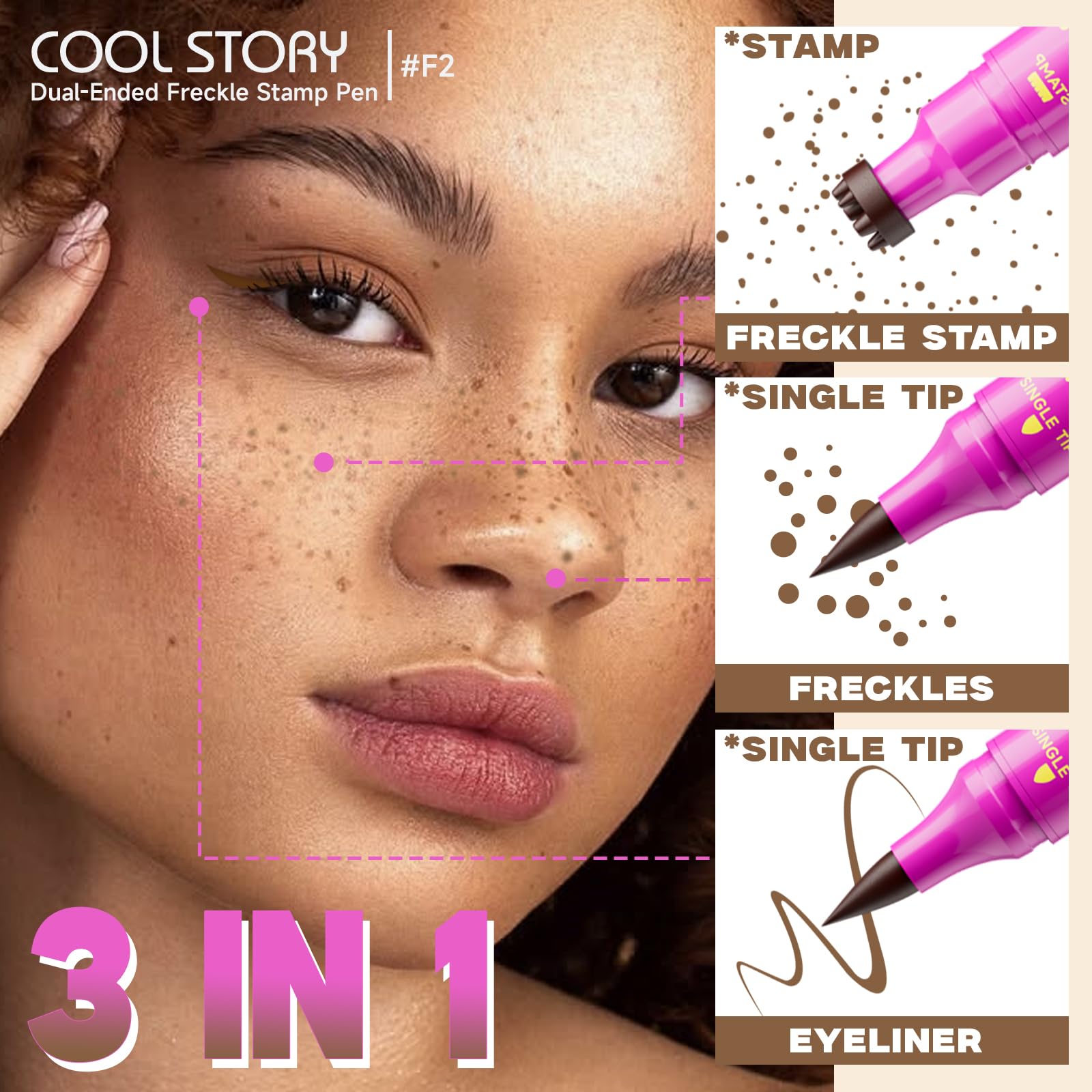 COOL STORY Freckle Stamp Pen, 2n1 Multi Natural Sunkissed Faux - Freckle - COOL STORY Official Product View 6