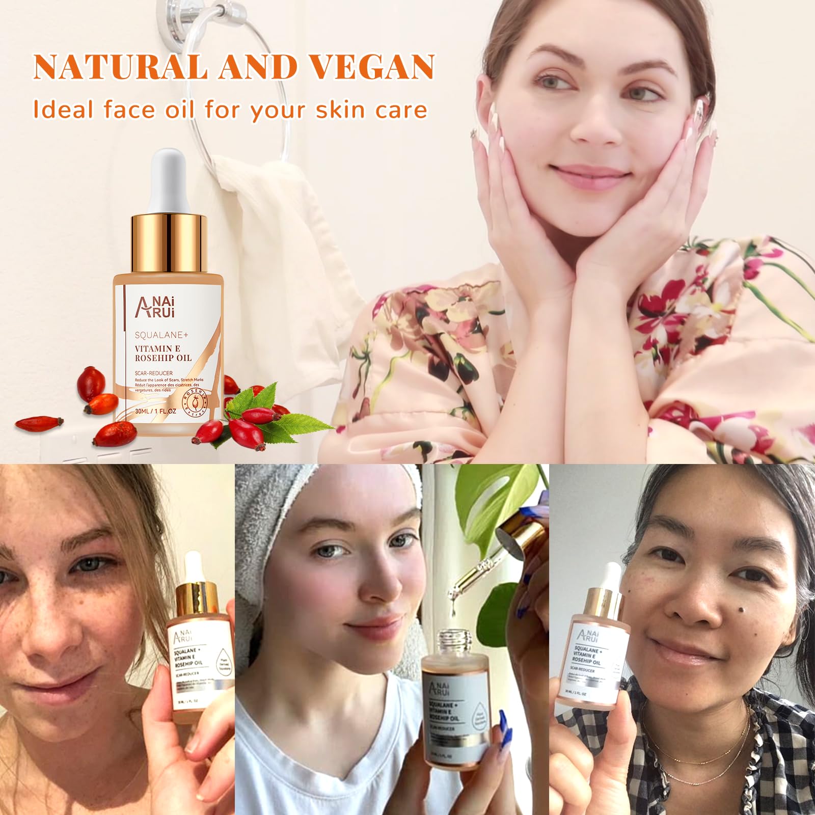 ANAI RUI Squalane + Vitamin E Rosehip Oil Moisturizer for Face,Hair,Skin& Nail - ANAI RUI Official Product View 9