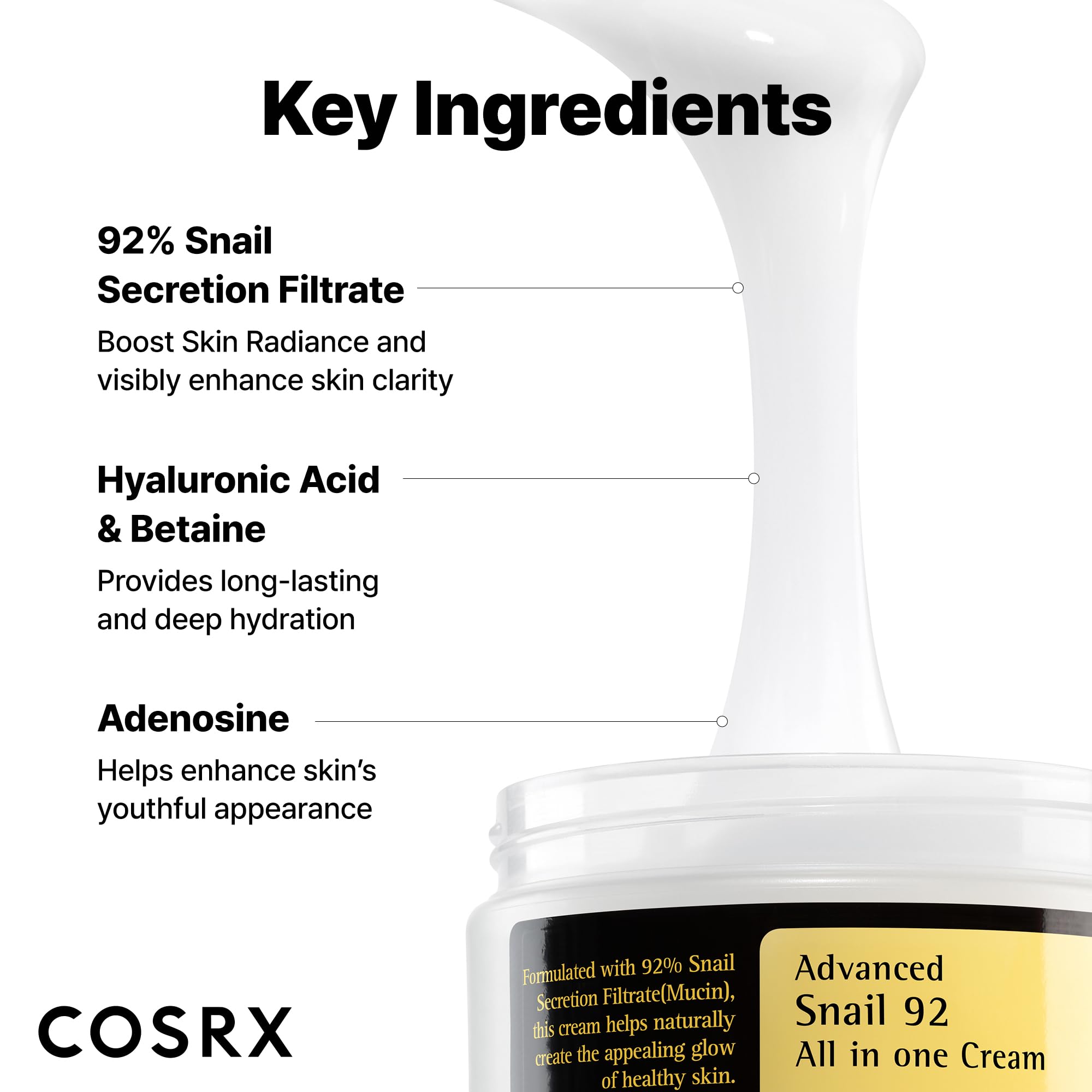 COSRX Snail Mucin 92% Face Moisturizer, 3.52 oz