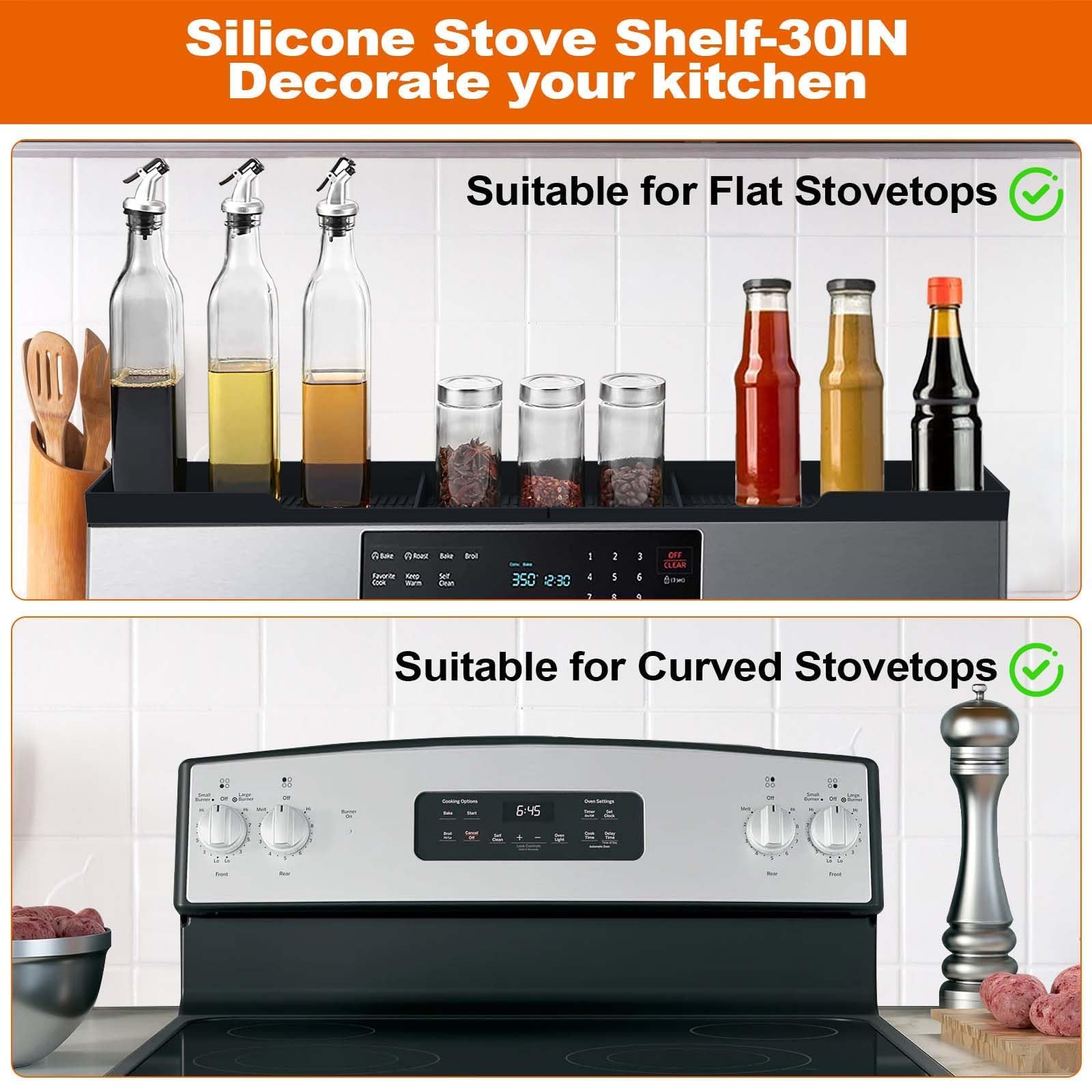 AWOKE Stove Top Shelf 30 Inch - Silicone Material Magnetic Shelf by AWOKE - Angle View 7