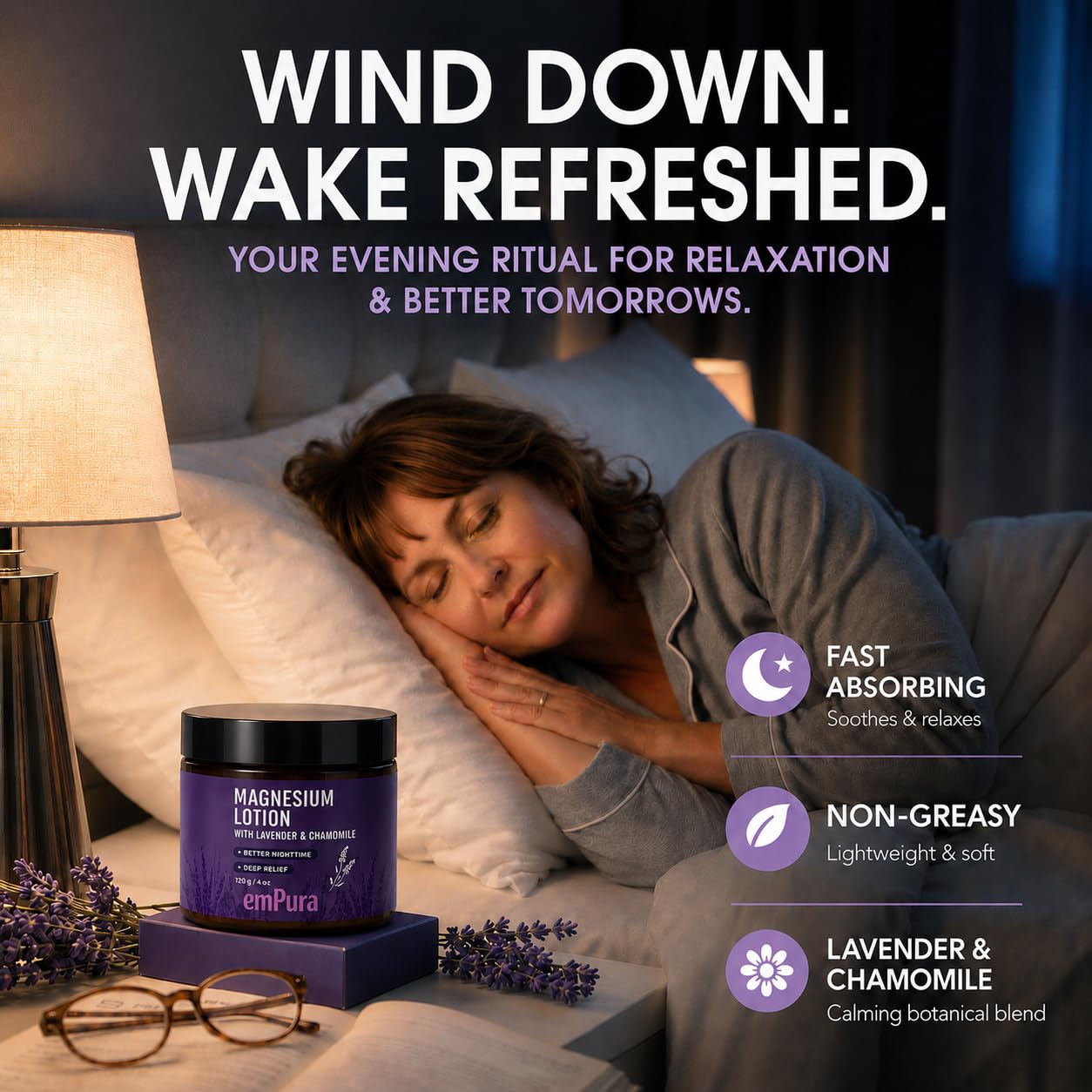 EMPURA Lavender Magnesium Lotion, Relaxing Gifts for Women, 4 Oz