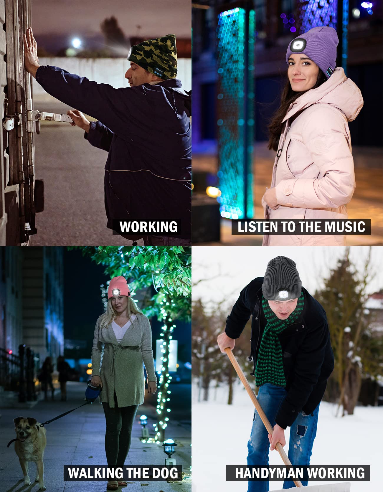 Wmcaps Bluetooth Beanie with LED Light, Winter Hat Gifts for Men - Wmcaps Official Product View 6