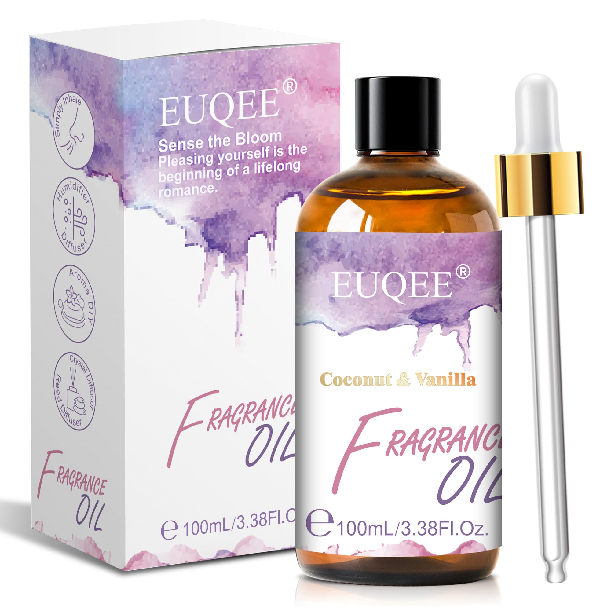 EUQEE 100ML/3.38 Fl Oz Coconut & Vanilla Fragrance Oil with - Product Imagery