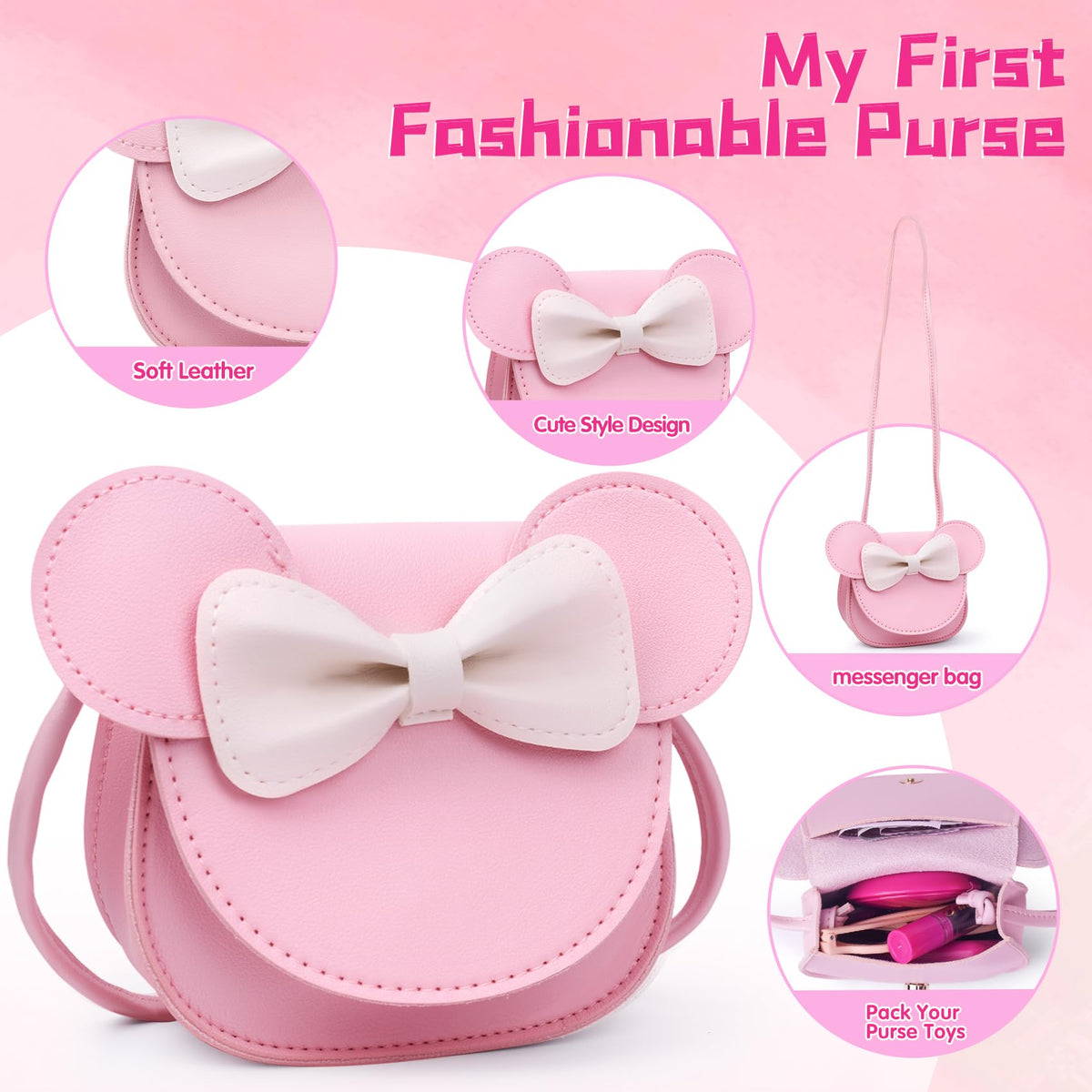 Play Purse for Little Girls Purse Toddler Girl with Pretend - FFTROC Official Imagery - 6