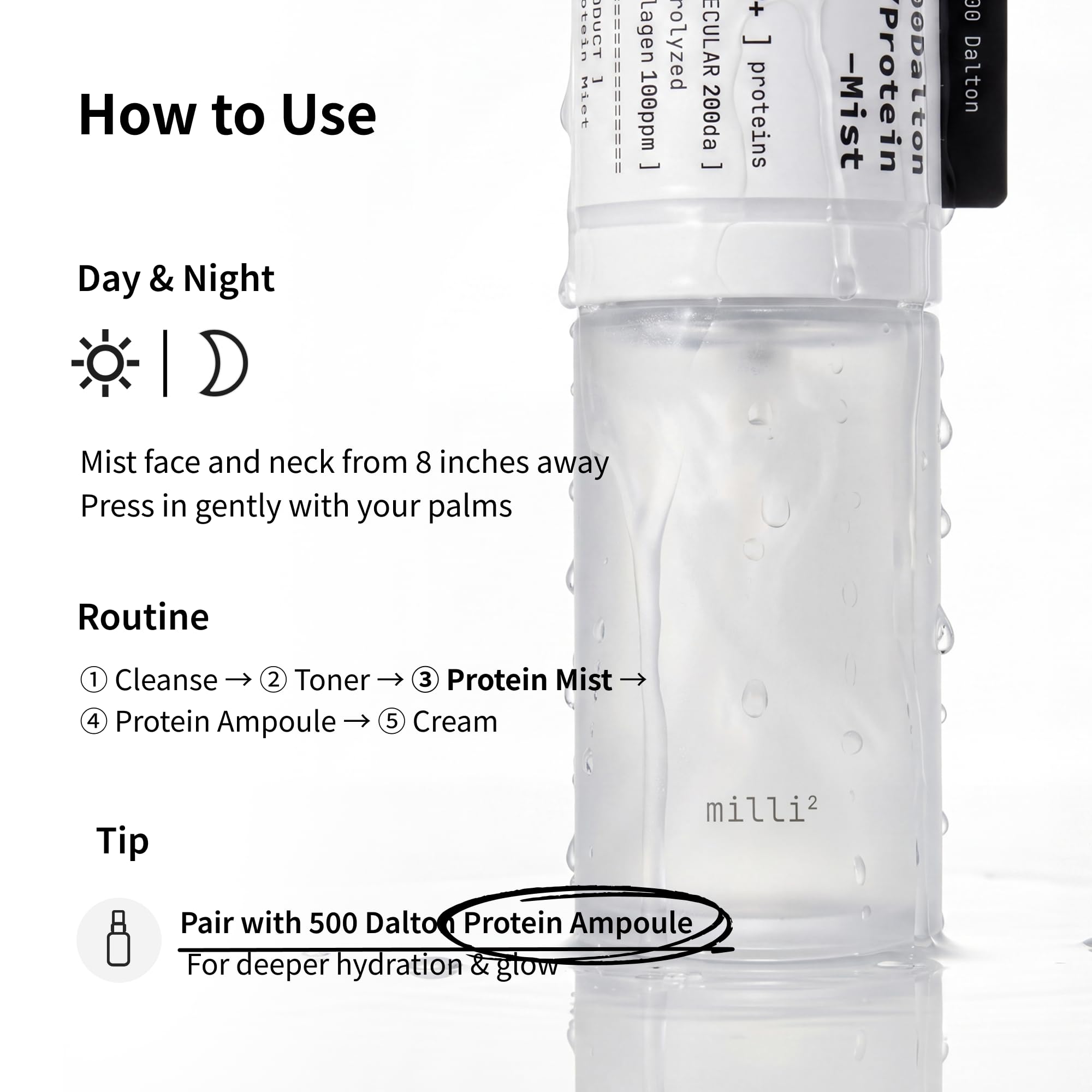 500 Dalton Protein Mist with 30 Collagen Peptides, 43% Collagen - millimilli