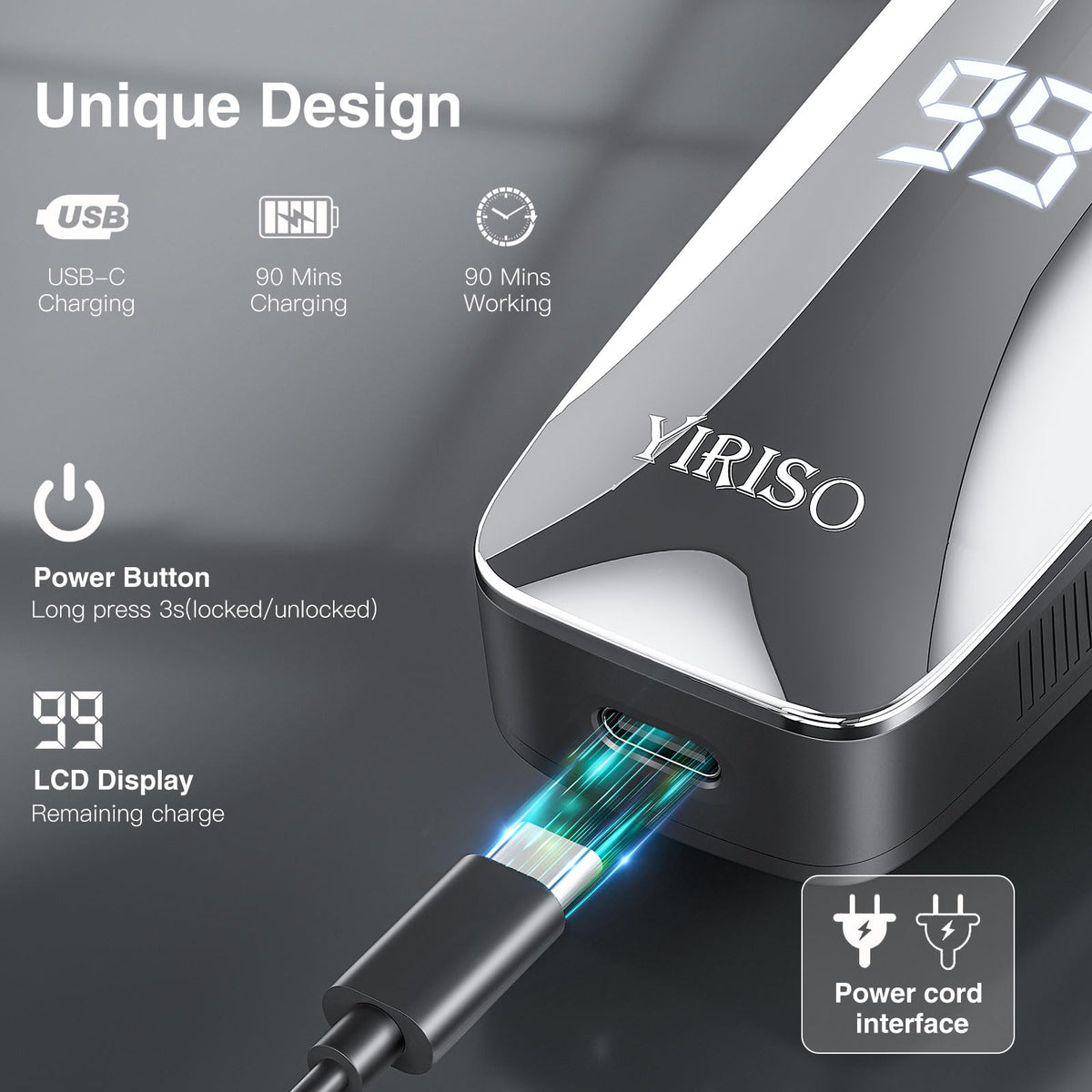 YIRISO Electric Razor for Men 9000 RPM Smooth Rotary Shaver - YIRISO Official Imagery - 8