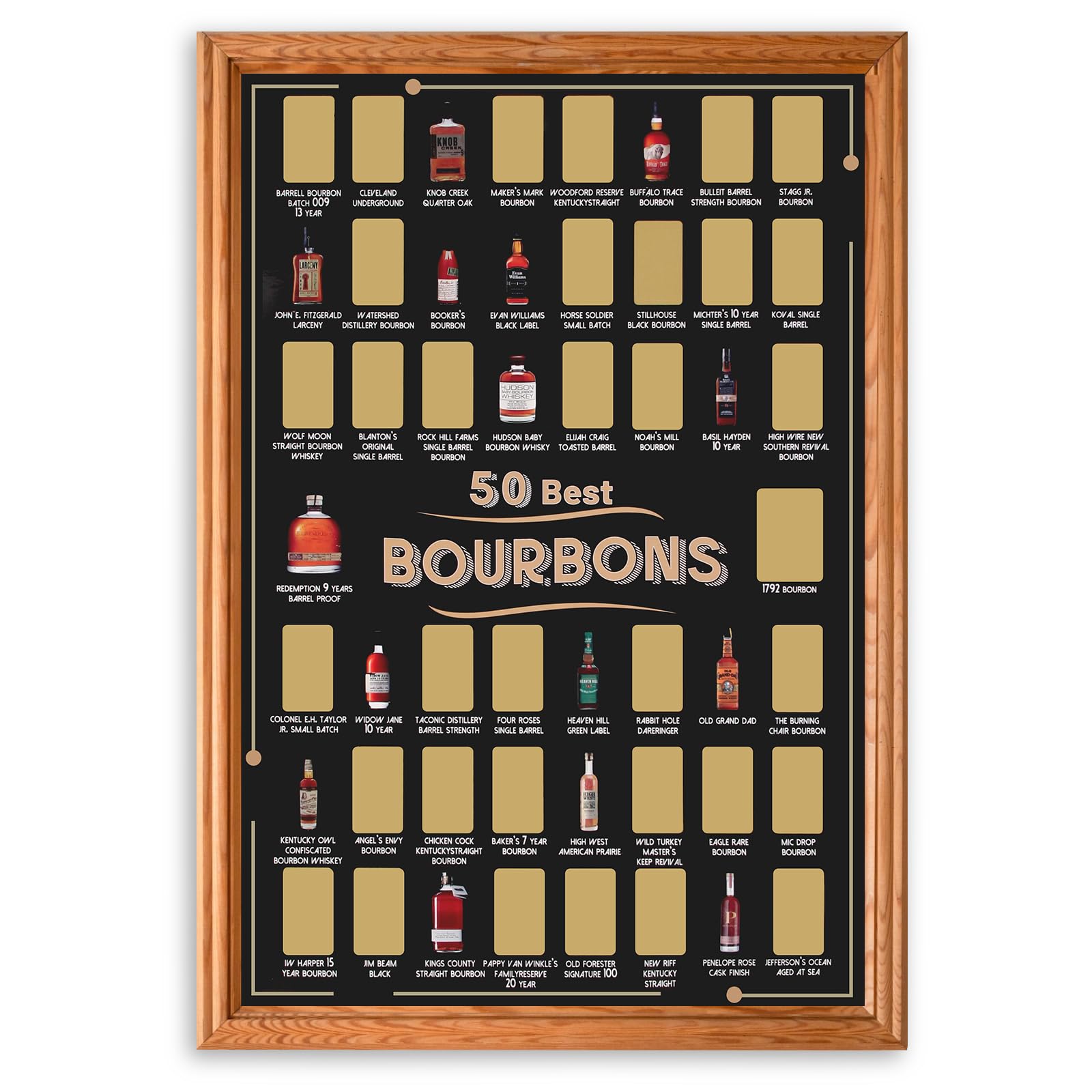 EIHFHIE Top 50 Bourbon Bucket List Scratch Off Poster (12x18 In) - Product Imagery