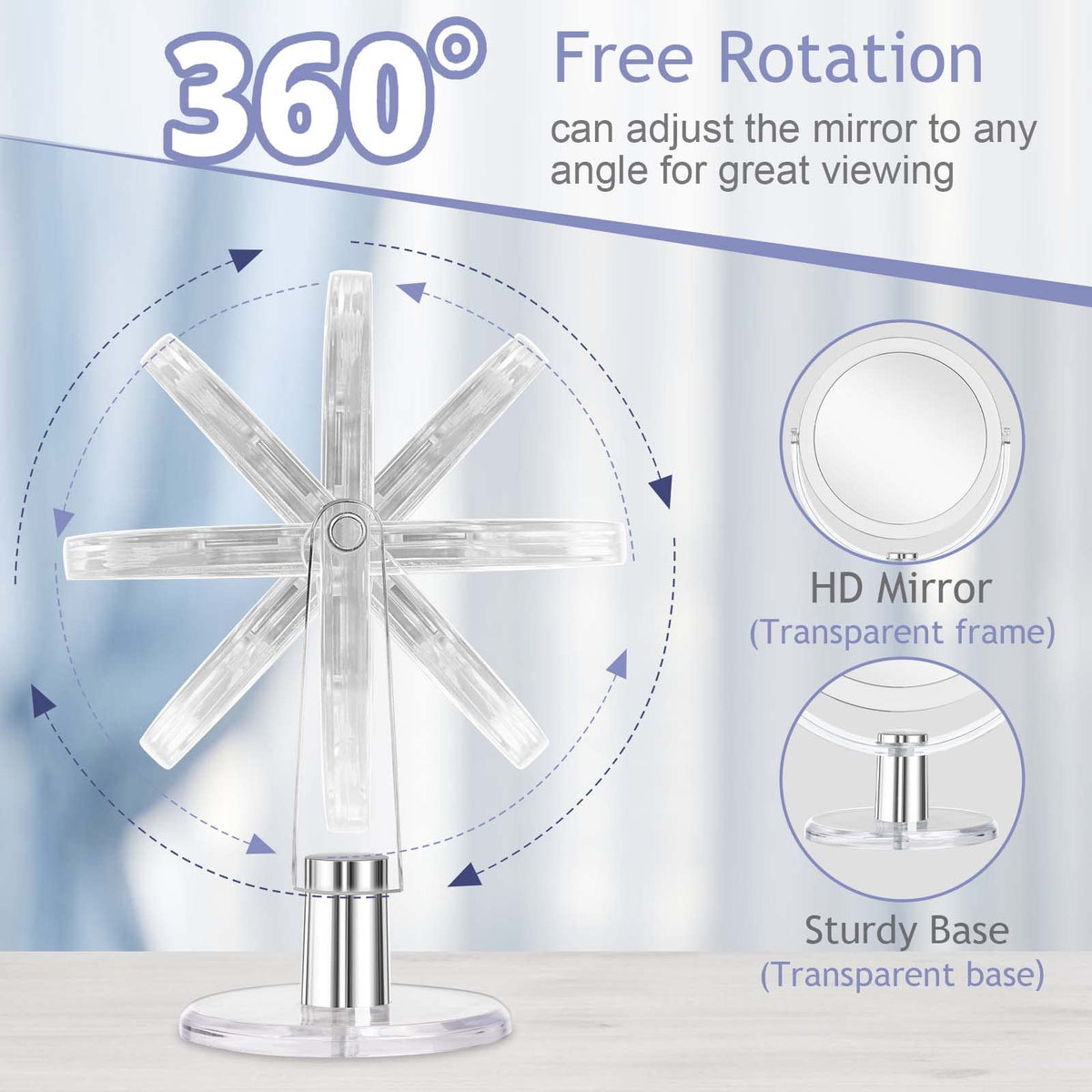 CLSEVXY Vanity Makeup Mirror with Stand 1X 15X Magnification - CLSEVXY Official Imagery - 4