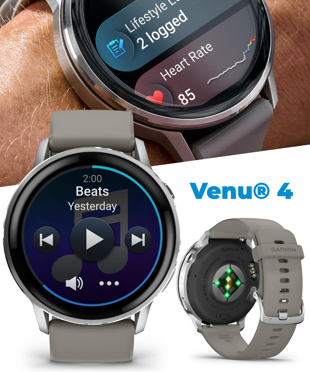 Garmin Venu 4 45mm AMOLED Advanced Health & Fitness GPS Smartwatch, Br - View 4