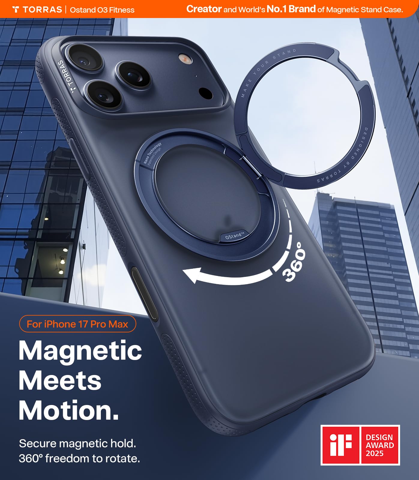 TORRAS for iPhone 17 Pro Max Case 360 Magnetic Stand O3 - Premium Selection Official Imagery - 3
