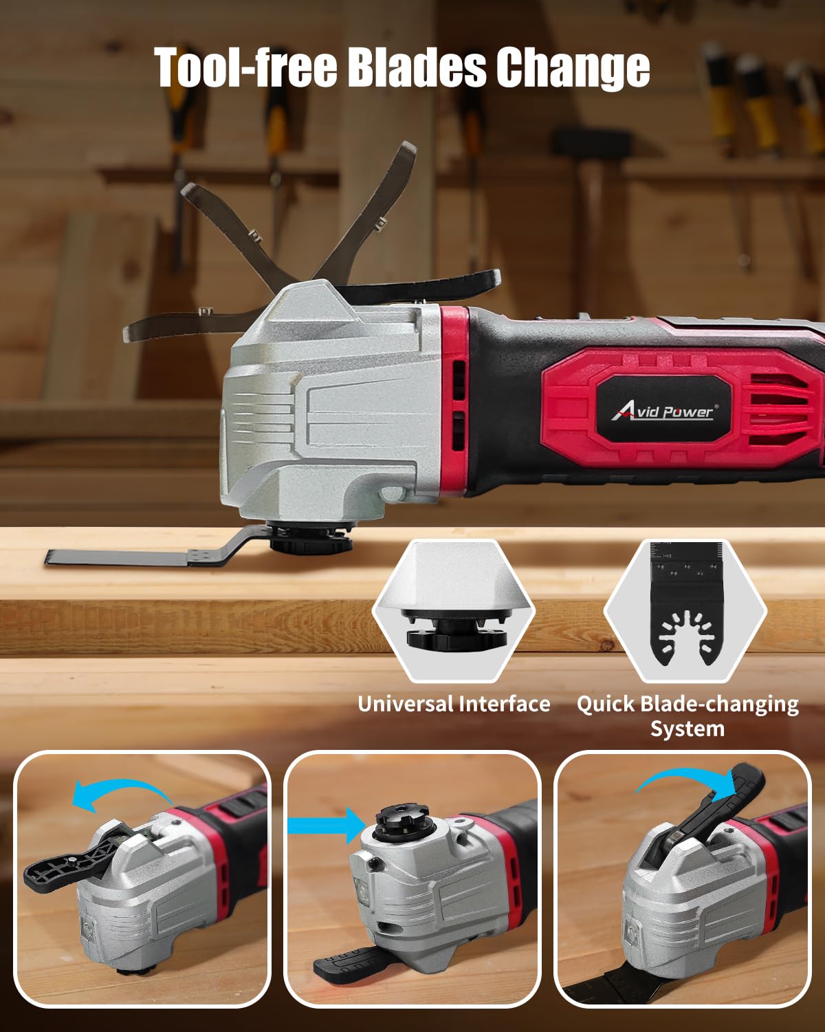 AVID POWER Cordless Oscillating Tool 20V Battery Powered - AVID POWER Official Imagery - 8