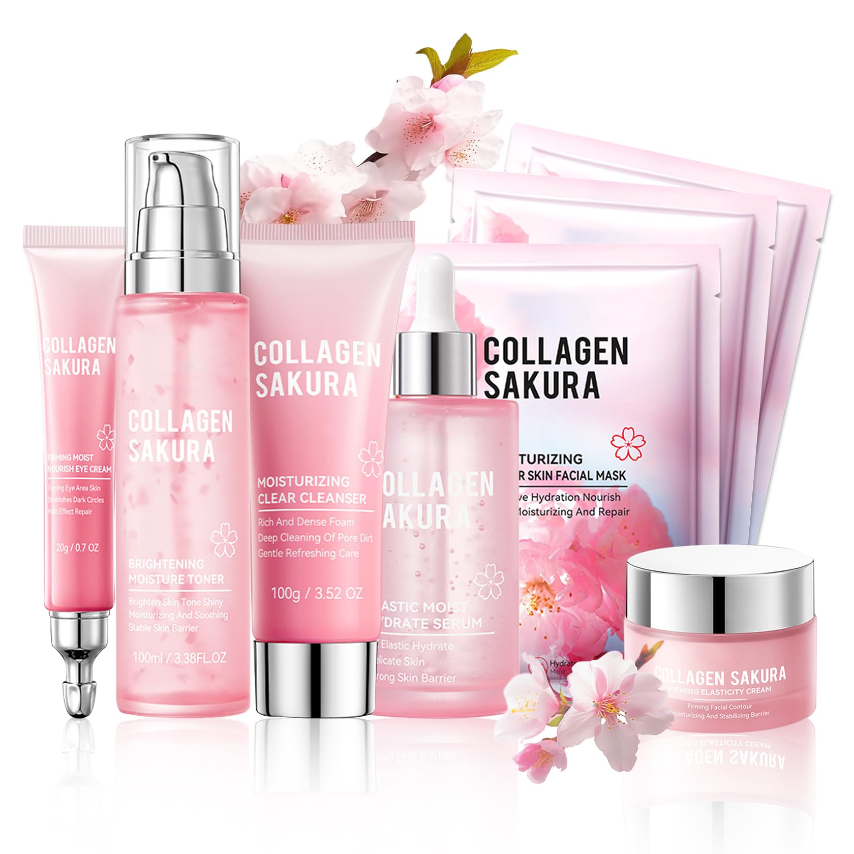 8PCS Sakura Skin Care Set,Moisturizing Skincare Kit with Face - Product Imagery