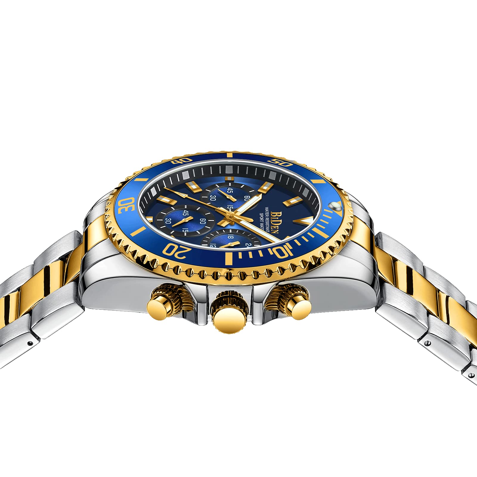 BIDEN Chronograph Men's Watch Gold Blue Steel