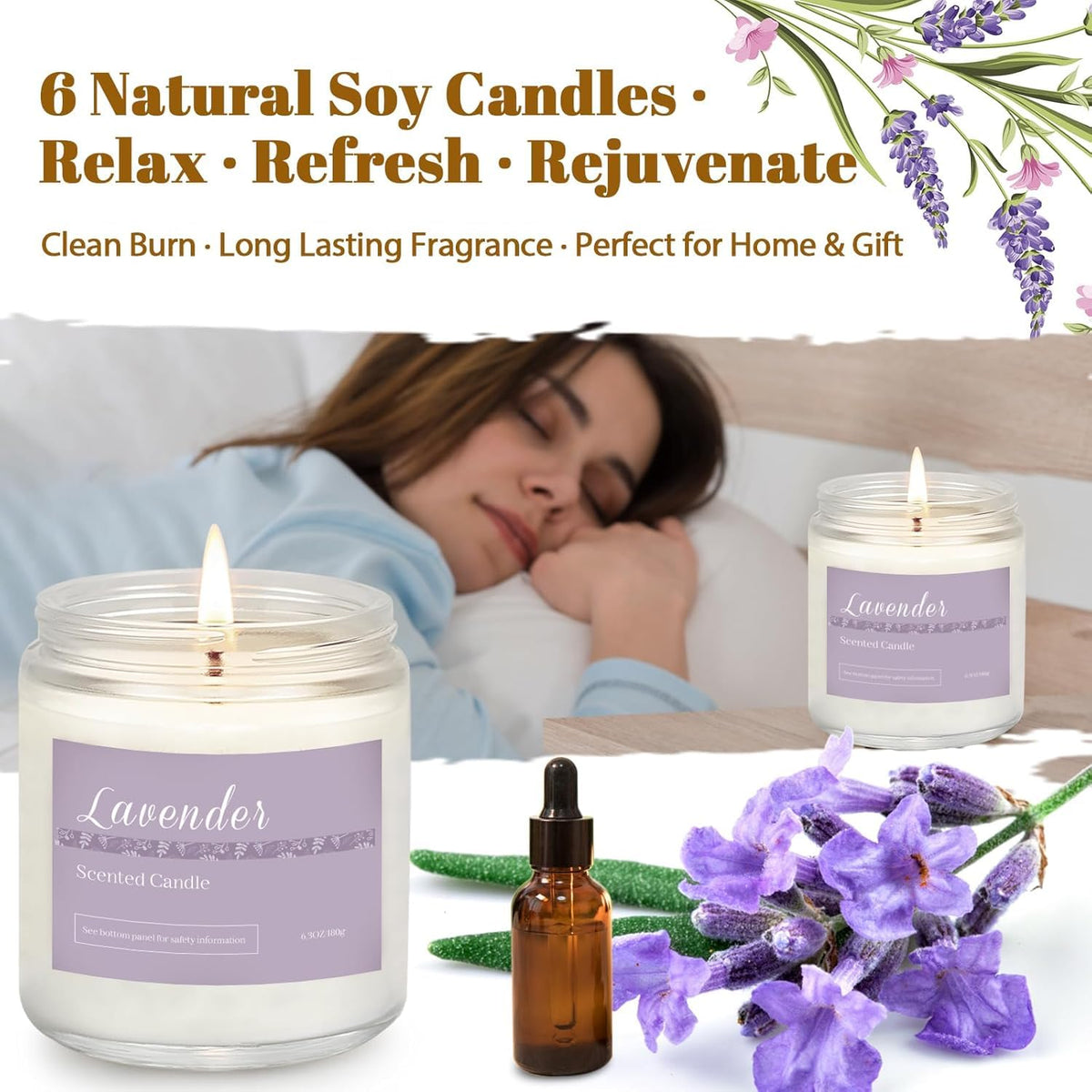 Scented Candles Gift Set for Women 6 Pack Aromatherapy - PELN Official Imagery - 4