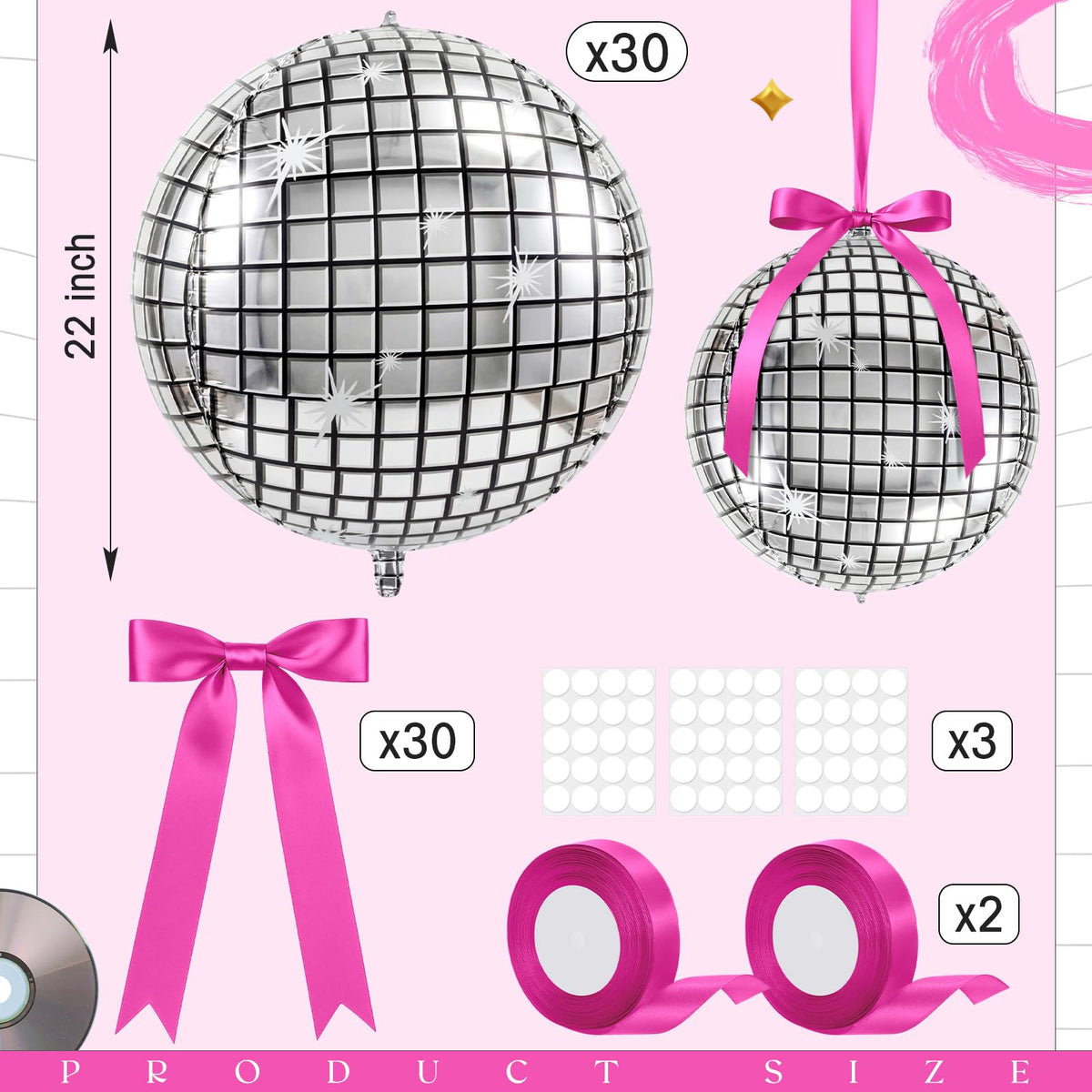 Jenaai 30 Set Round Foil Balloons Bulk 22 Inch 4d Metallic - Jenaai Official Imagery - 3