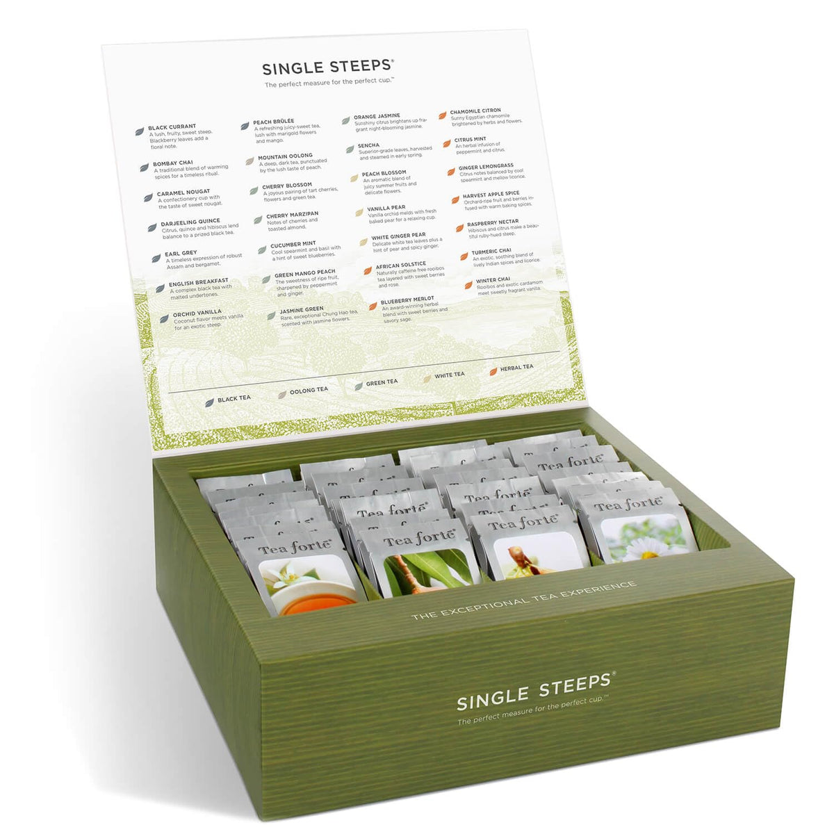 Tea Forte Single Steeps Tea Sampler Classic Tea 15 Pouches - Tea Forte Official Imagery - 4