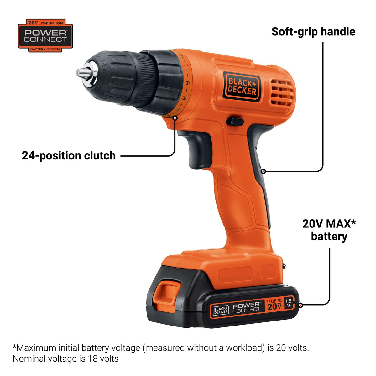 BLACK DECKER 20V MAX POWERCONNECT Power Drill Cordless Drill - Premium Selection Official Imagery - 3