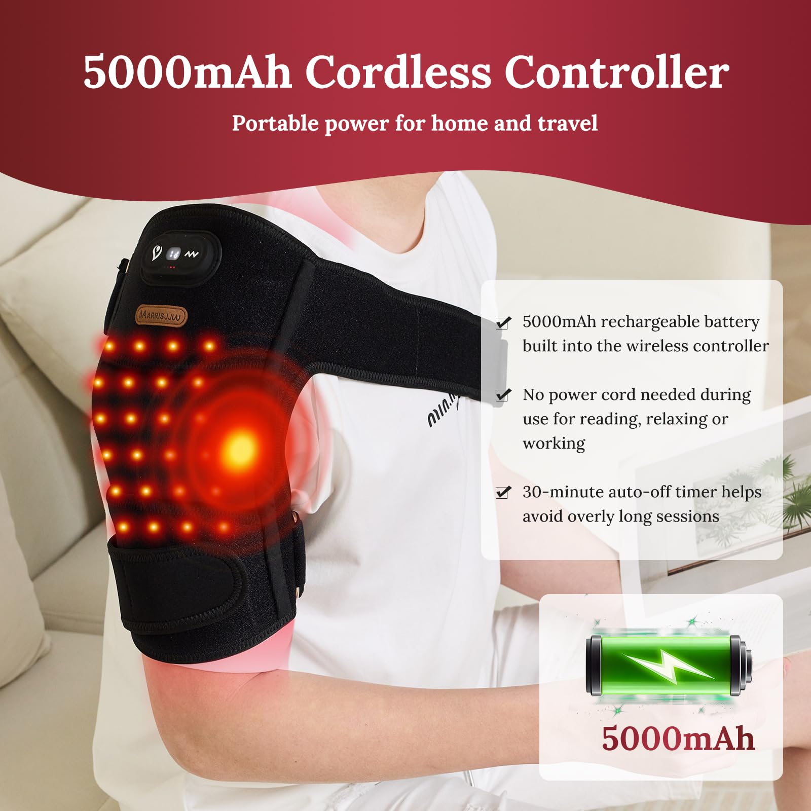 MarrisJjw Red Light Therapy Knee Massage, with Heat & Vibration,660nm 940nm 850n - MarrisJjw Official Product View 5