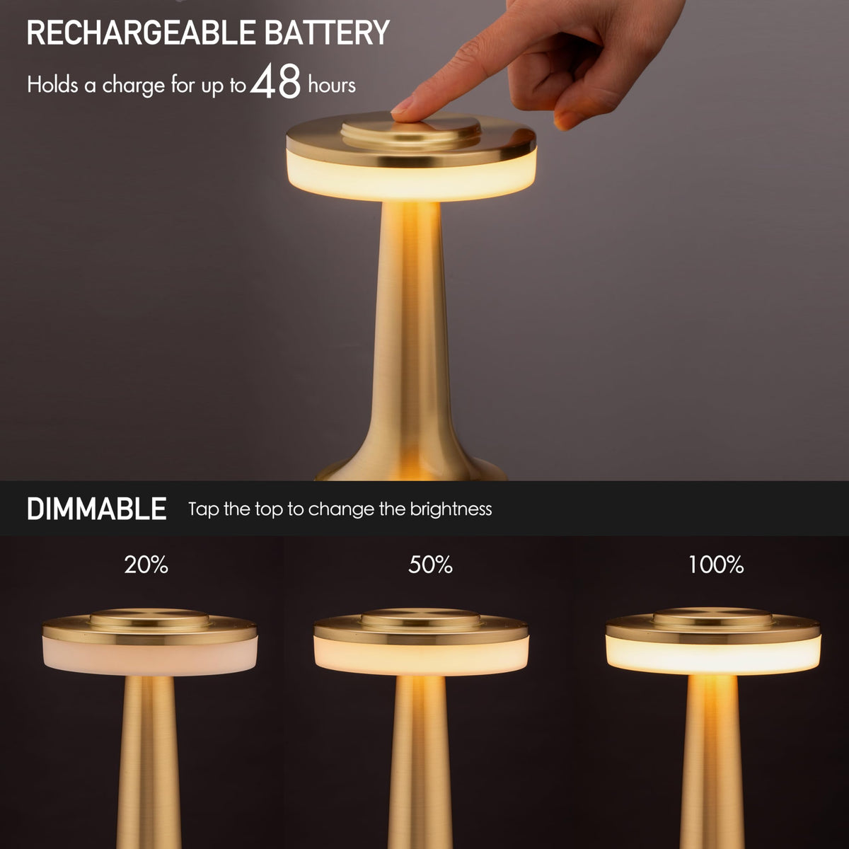 O Bright Dome Cordless Rechargeable LED Mushroom Table Lamp - O'Bright Official Imagery - 6