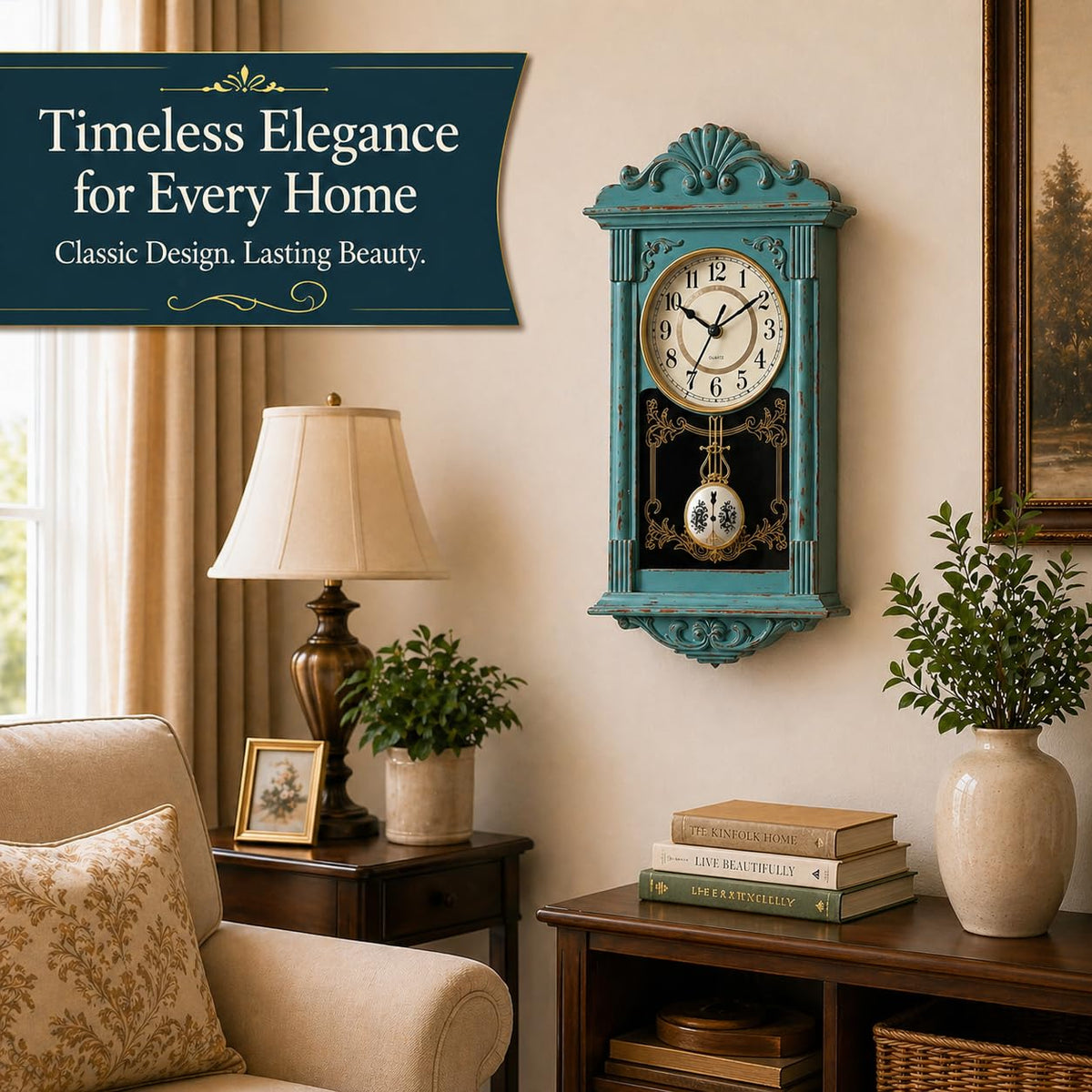 Clockswise Vintage Grandfather Style Wall Clock with Wood - Clockswise Official Imagery - 3