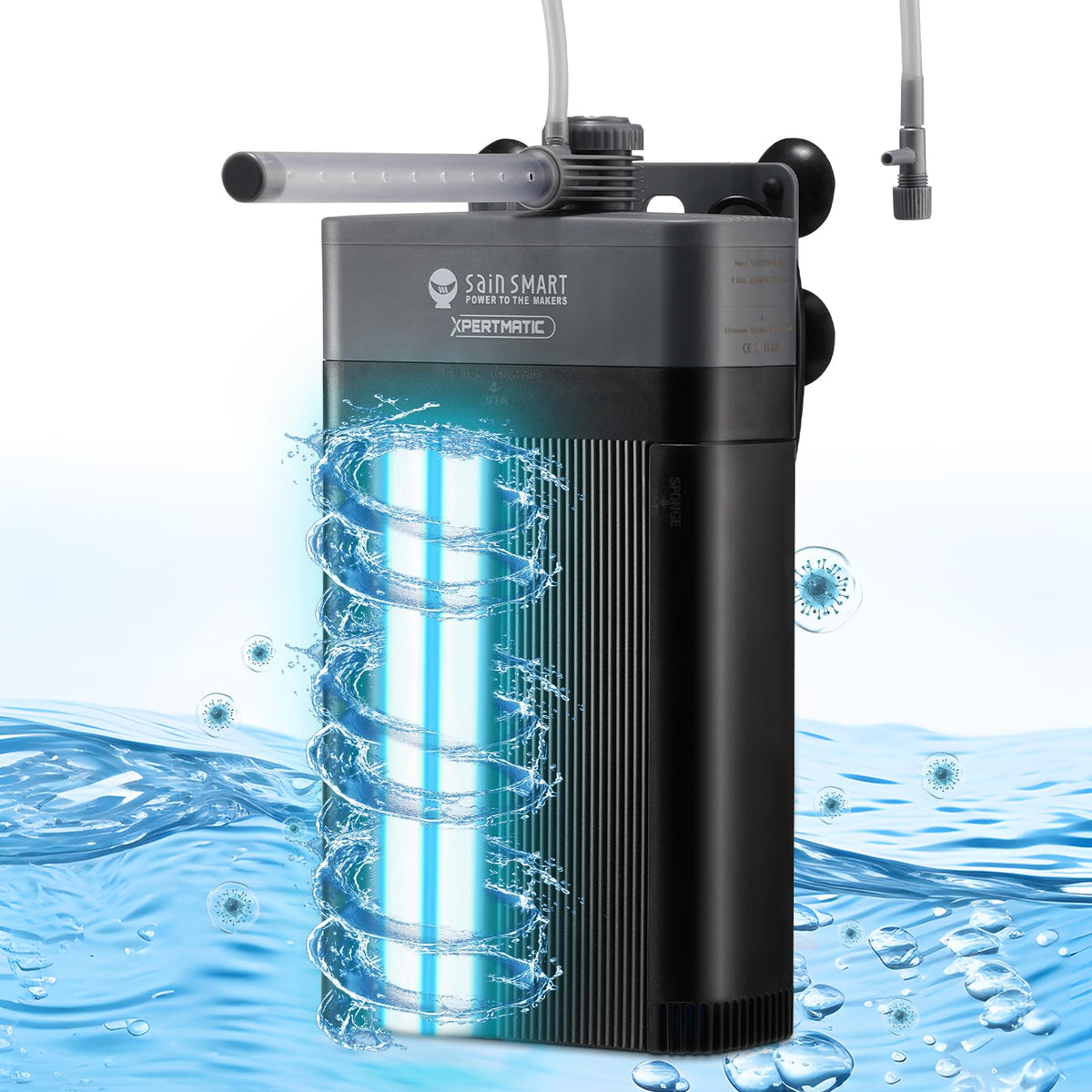 XpertMatic Aquarium Filter 220GPH Submersible Powerful Pump - SainSmart Official Imagery - 1