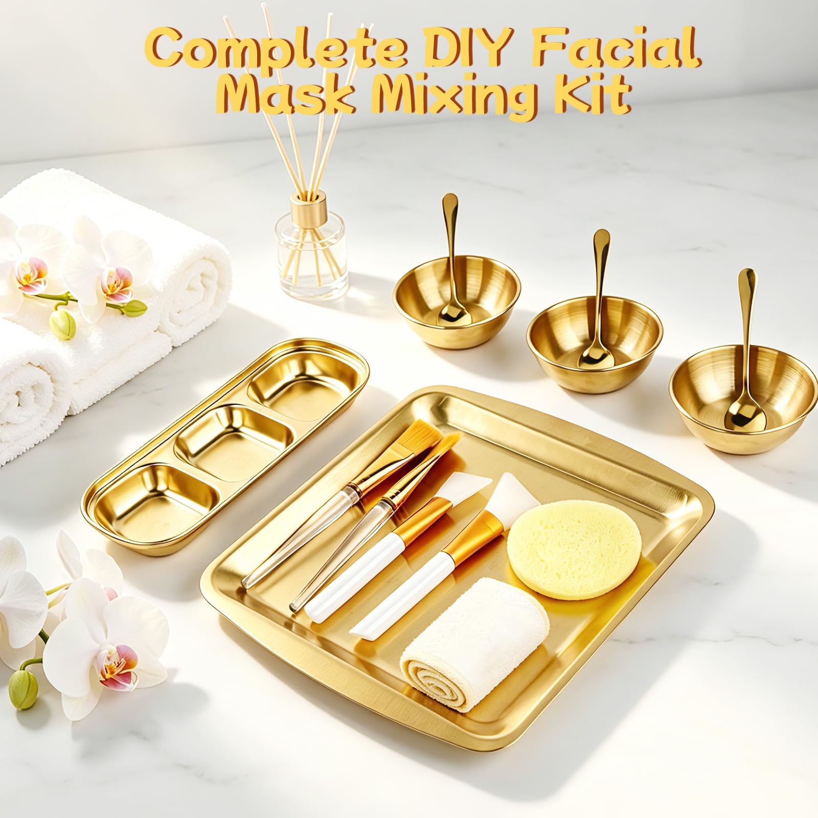 26 Pcs Gold Esthetician Supplies Set with Large Skincare Tray to - Beauty Star