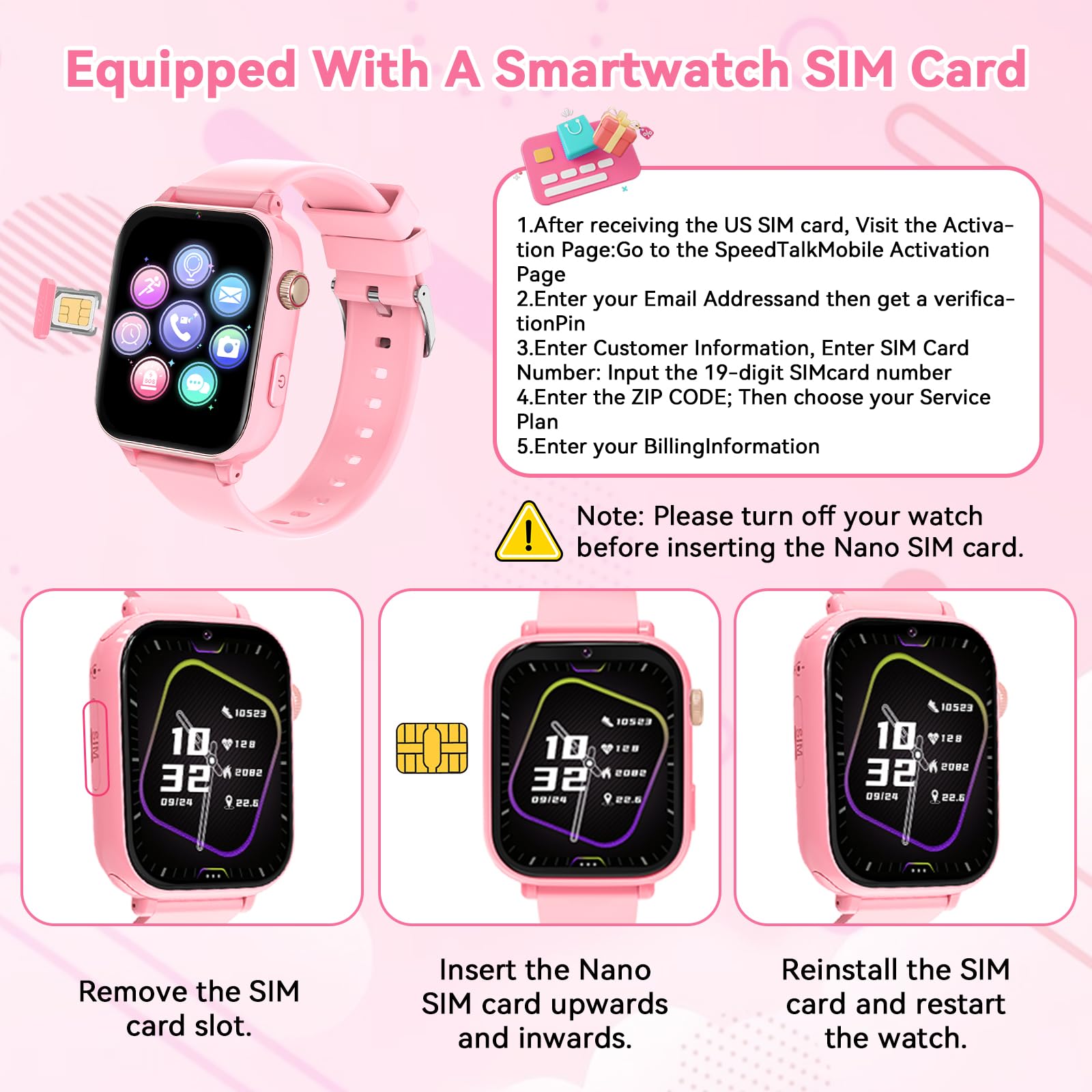 Berilona 4G Kids Smart Watch Phone GPS, Smartwatch for Boys Girls Ages - View 7