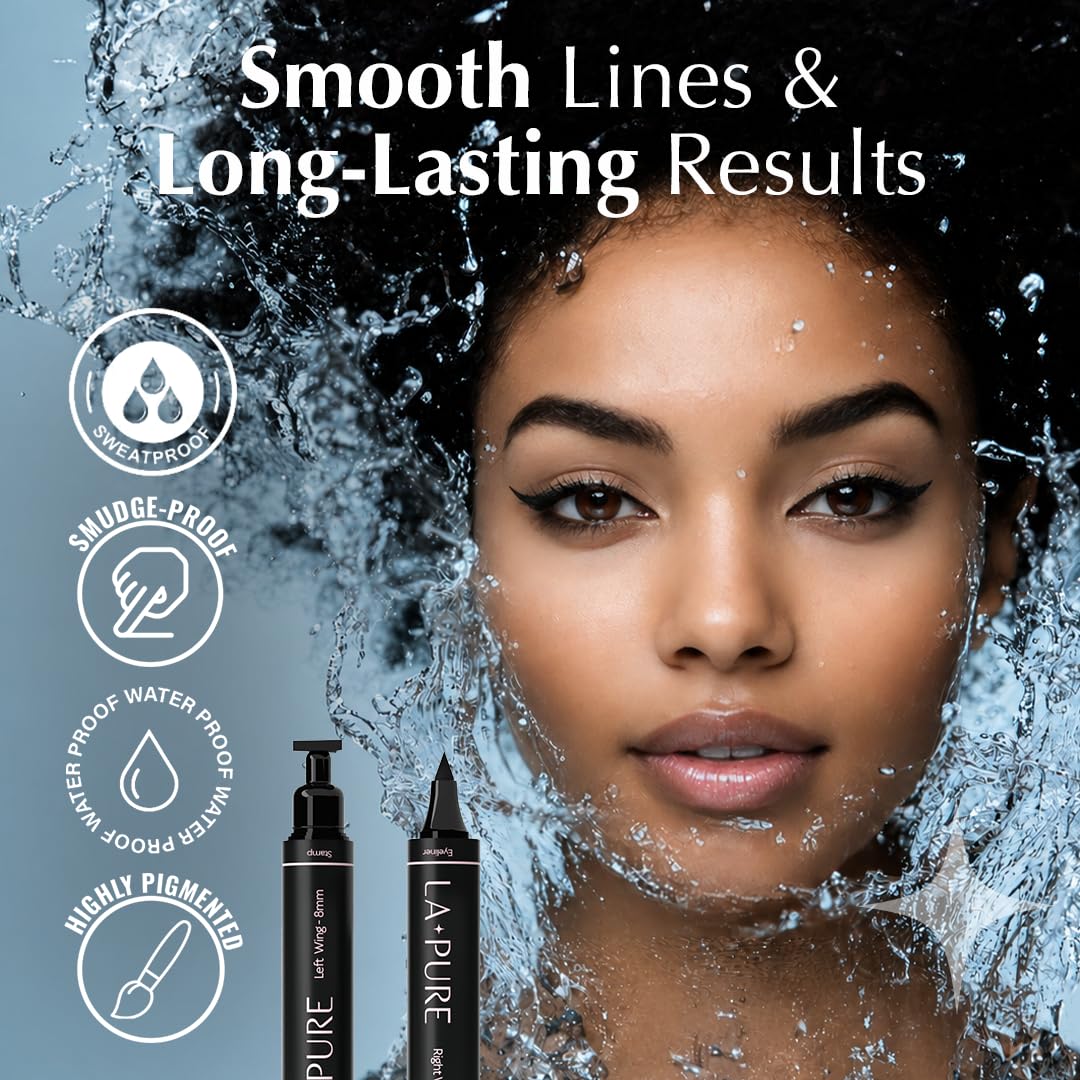 LA PURE Winged Eyeliner Stamp for Easy Cat Eye Makeup 2x, Black – 10mm - View 5