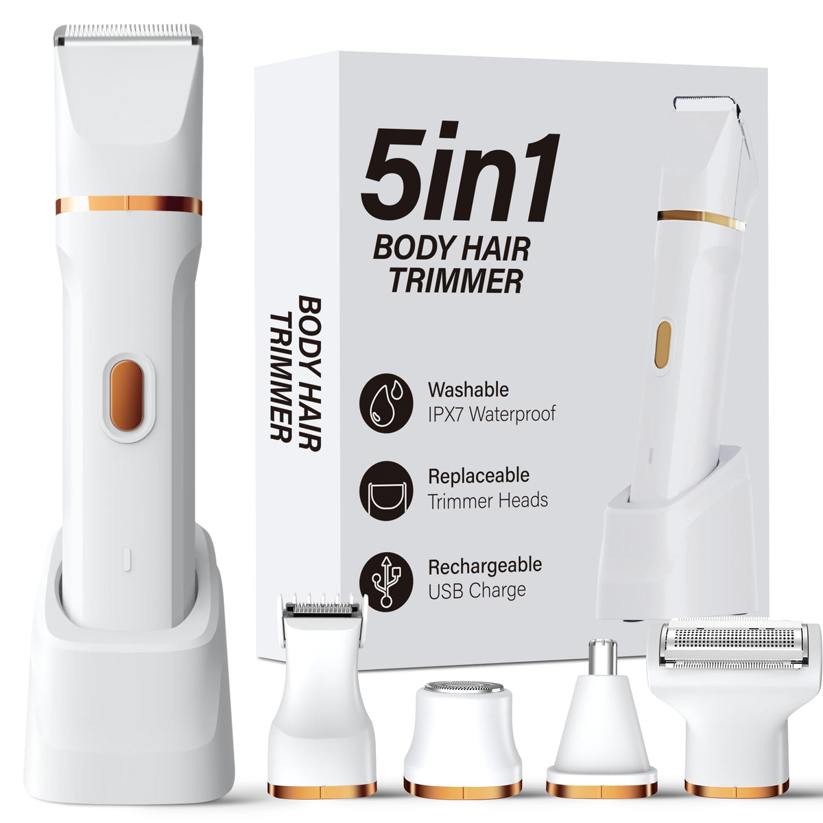 KINGTEE 5 in 1 Electric Bikini Trimmer for Women IPX7 - KINGTEE Official Imagery - 1