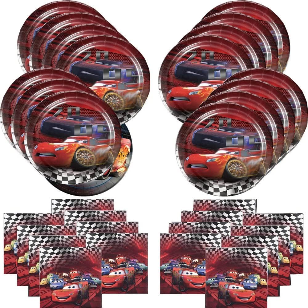 40pcs McQueen Party Supplies include 20 plates, 20 napkins for - Product Imagery