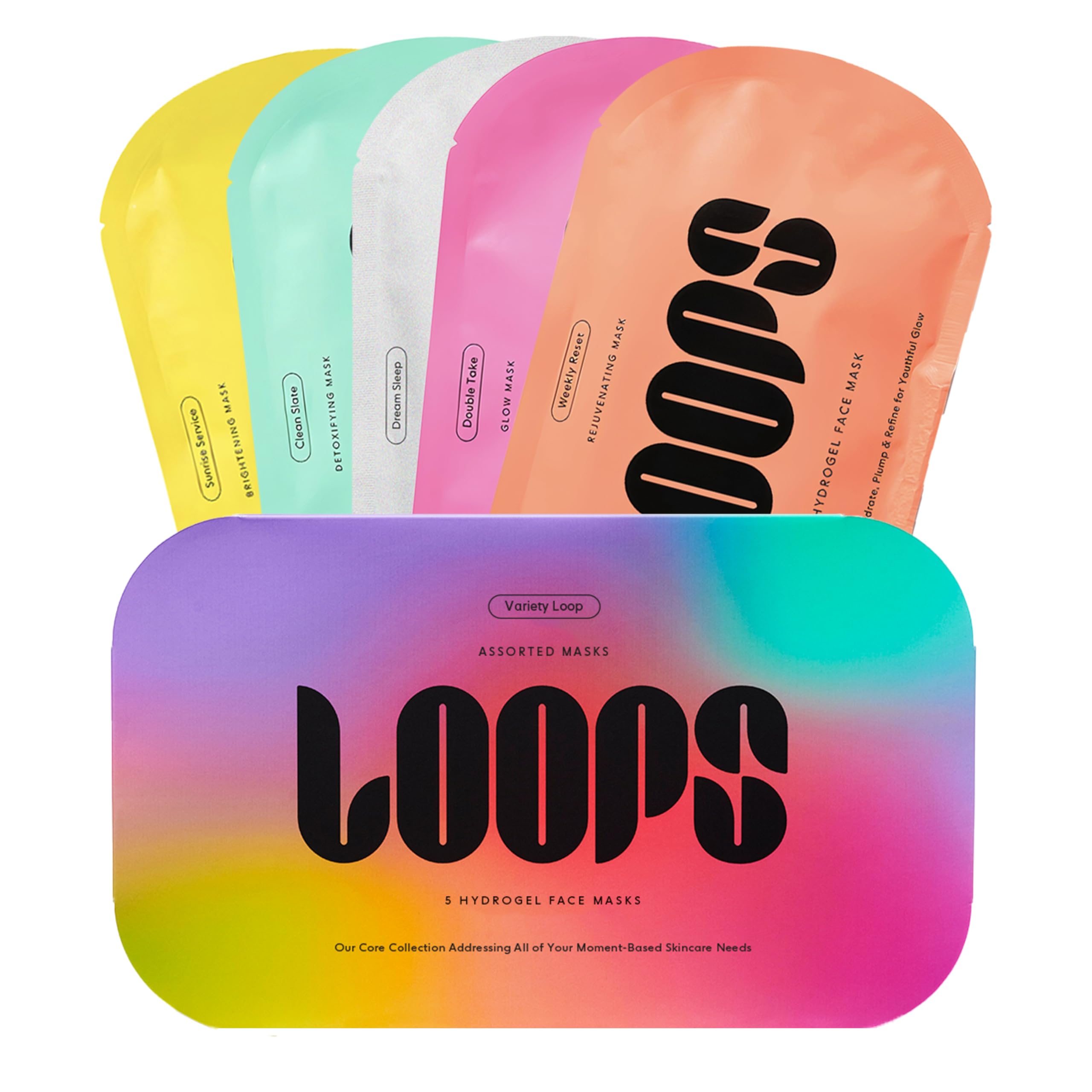 LOOPS Variety Loop Kit - Hydrogel Korean Face Masks, 5 Masks - Product Imagery