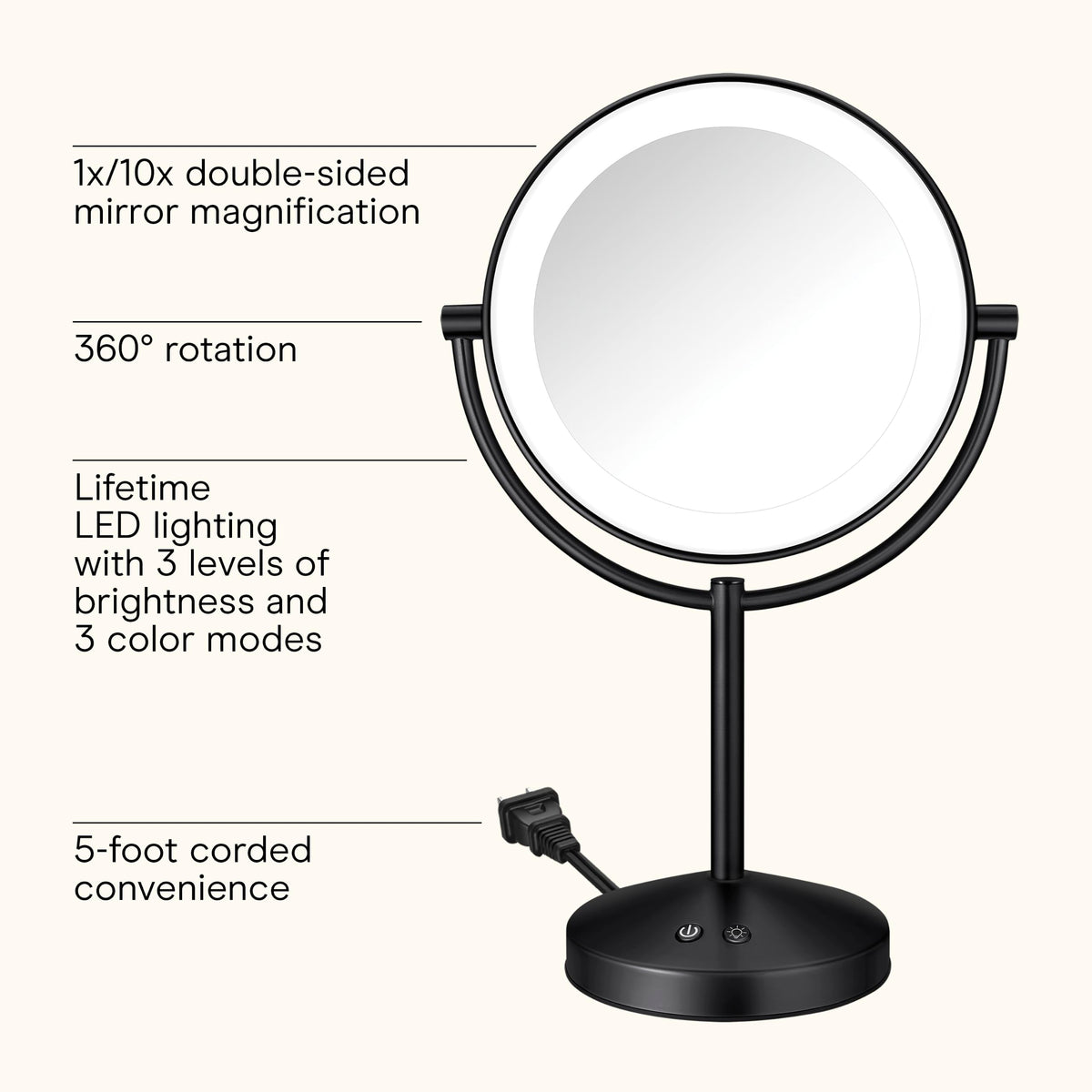 Conair LED Vanity Mirror Double Sided 10x Maginification - Conair Official Imagery - 5