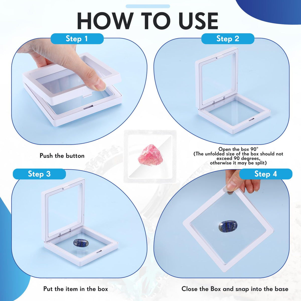 Soaoo 60 Pcs Floating Frame Display Stand Transparent - Soaoo Official Imagery - 3