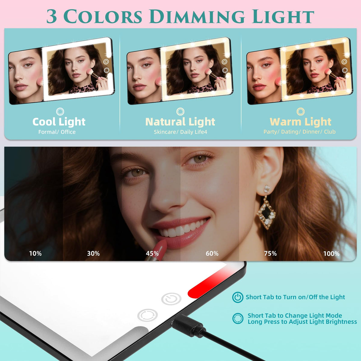 2pcs Car Sun Visor Vanity Mirror with Lights 20X - Suupvaor Official Imagery - 6
