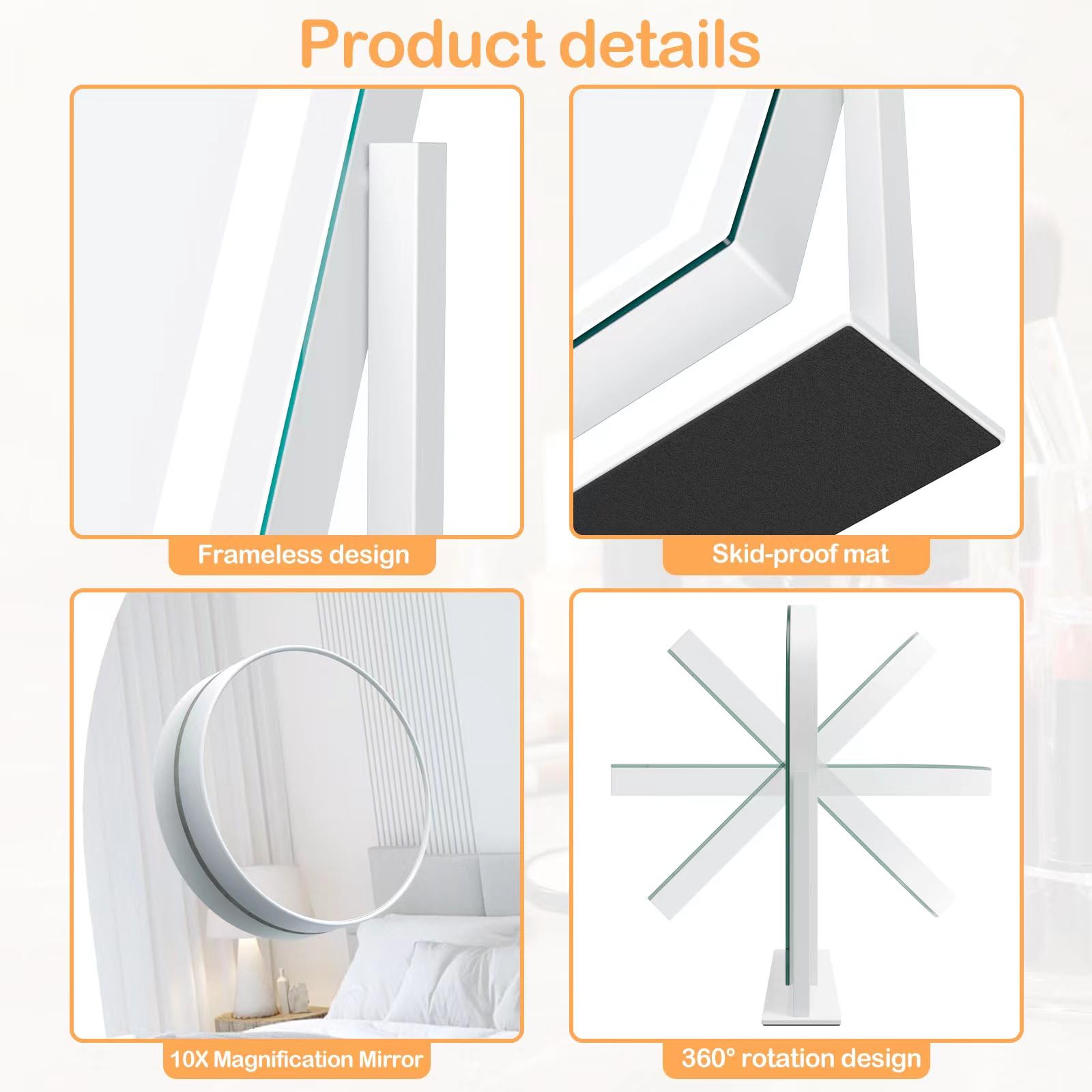 Gvnkvn Lighted Makeup Mirror, Hollywood Vanity Mirror with Lights, Three Color L - Gvnkvn Official Product View 5