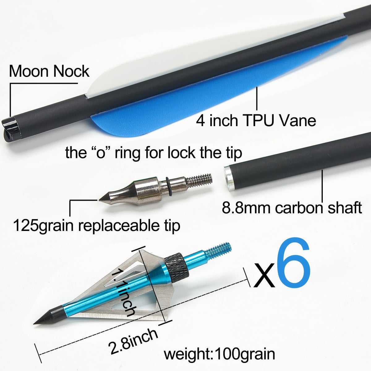 IRQ 12 pcs Carbon Crossbow Bolts 20 inchs with 6pcs Hunting - IRQ Official Imagery - 4
