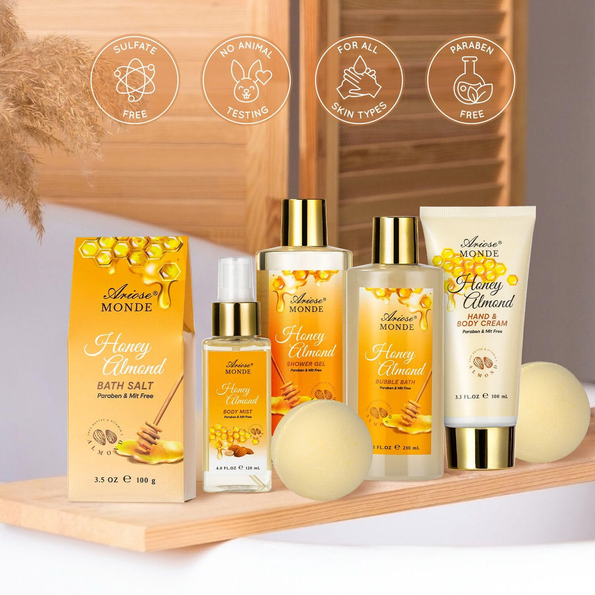 Bath and Body Gift Set 15pcs Honey Almond Gift Basket for - ArioseMonde Official Imagery - 4