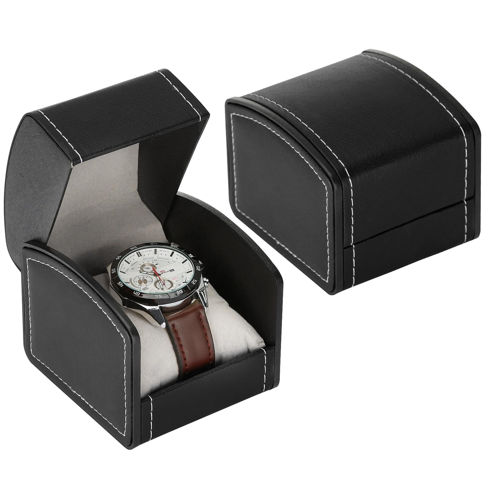 Luxury Single Watch Gift Box with Removable Pillow, PU Leather - Product Imagery