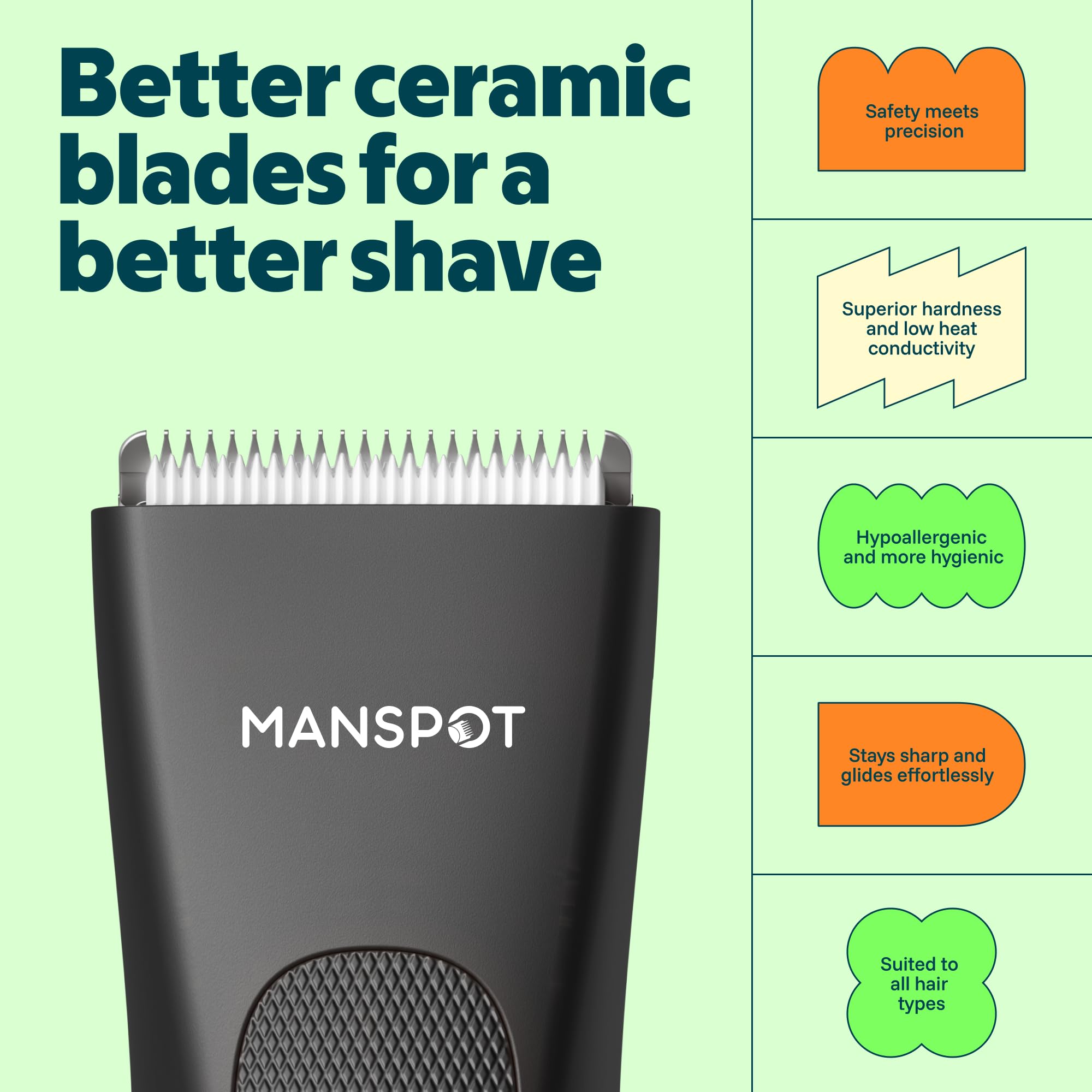 MANSPOT Manscape Groin & Body Hair Trimmer for Men, Electric Pubi by MANSPOT - Angle View 4