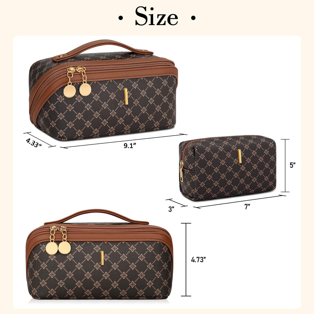 Initial Makeup Bag Personalized Gift for Women Teen Girls - CLOUDWINGS Official Imagery - 3