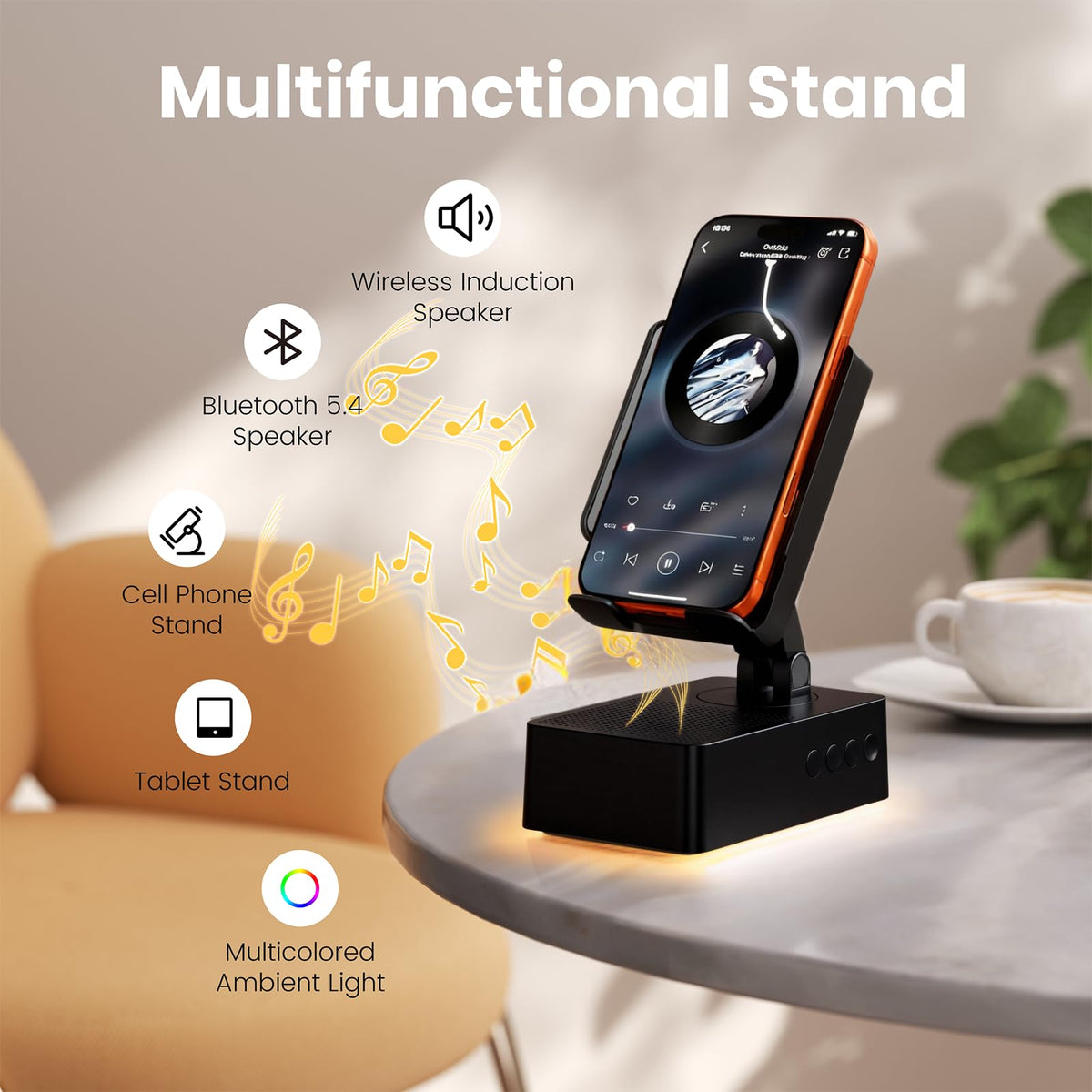 Wireless Sensor Speaker Colorful LED Ambient Light Foldable - DBHBAODZI Official Imagery - 3