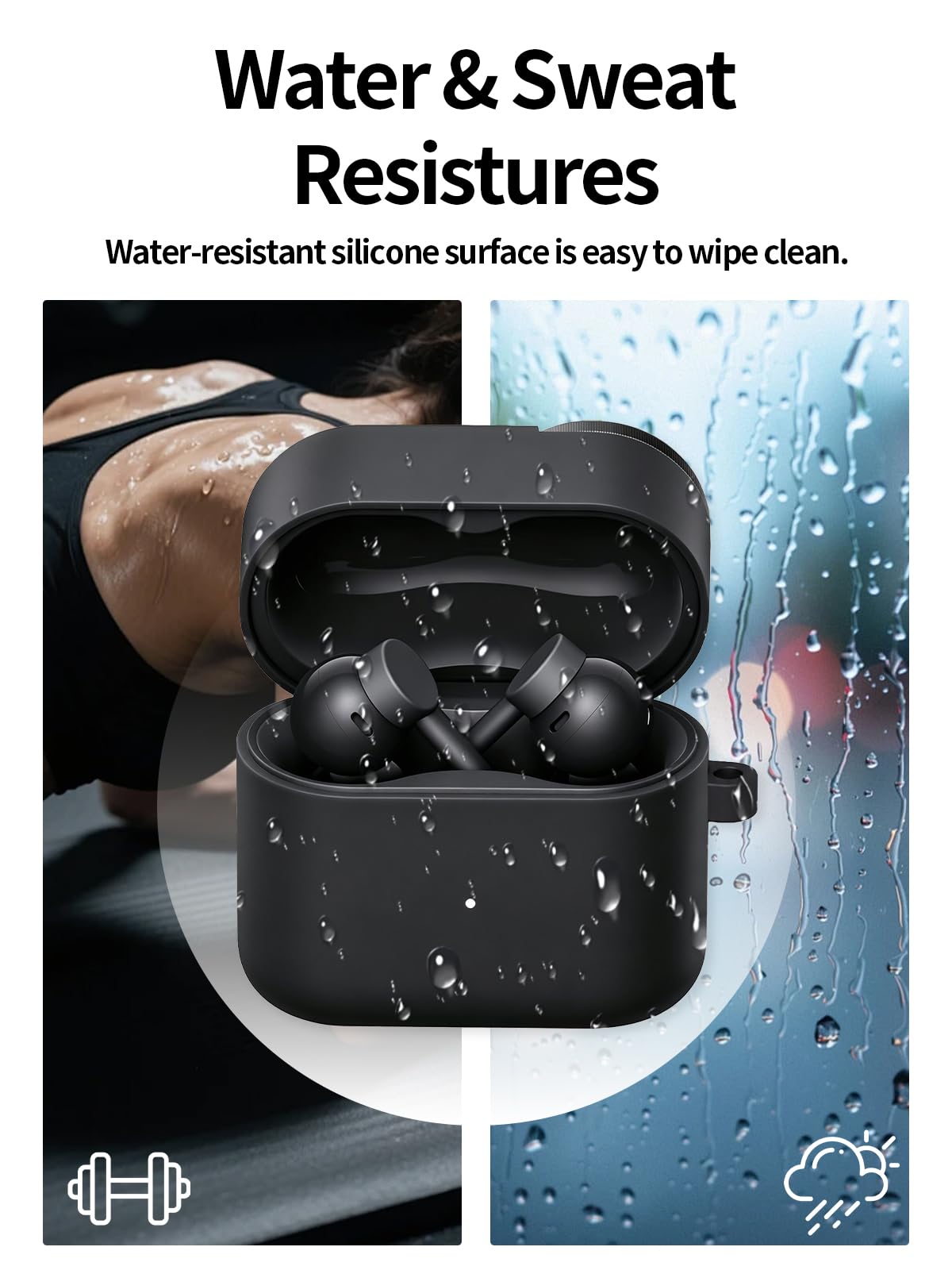 UYRUREL Silicone Case Compatible with CMF Clip Pro Earphones, Black.