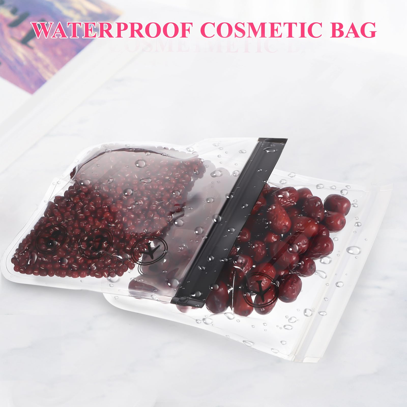Beavorty 6pcs Eva Toiletry Bags with Black and Frame, Travel Makeup Organizer Pouches for Women and Men, Portable Cosmetic Storage for Toiletries and Personal Care
