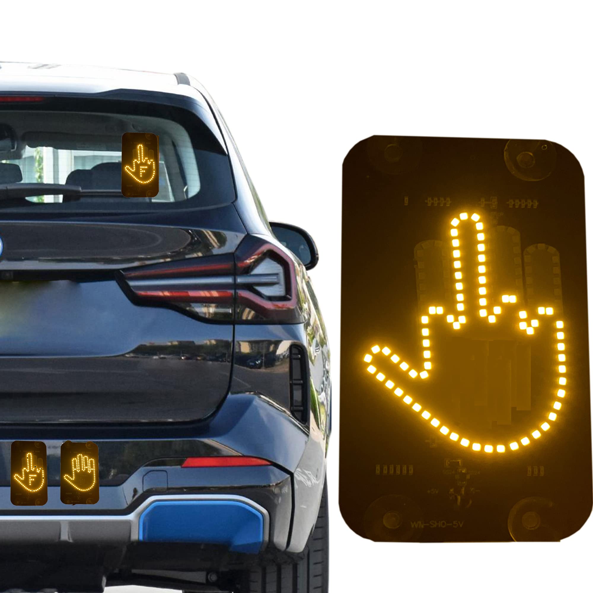 FiHoii LED Middle Finger Sign for Car, Truck, Thank You Lights, Thumb Up Down Li - FiHoii Official Product View 1