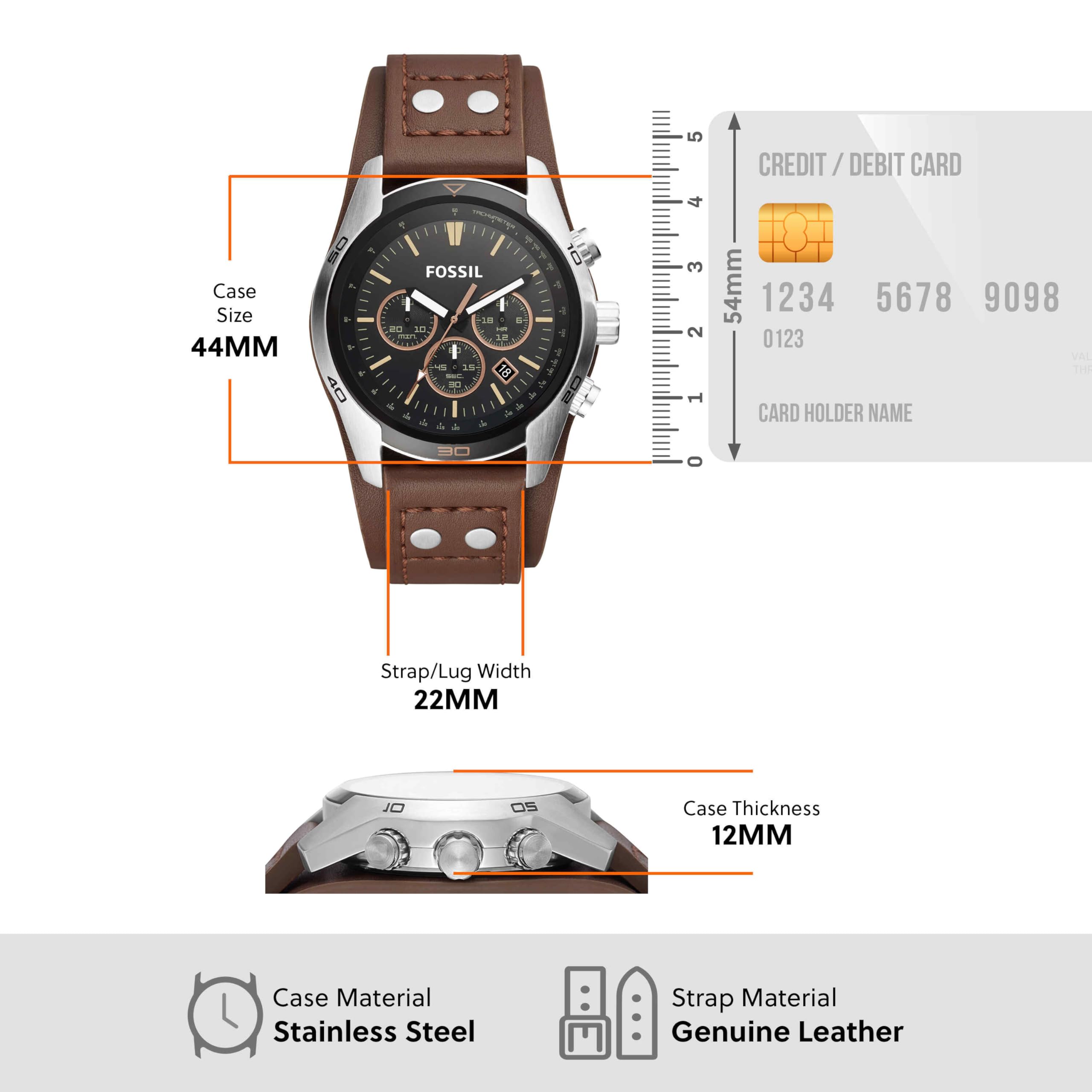 Fossil Coachman Quartz Chronograph Leather Watch for Men - View 5