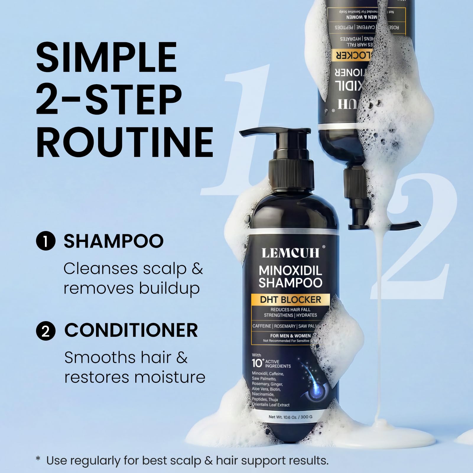 Lemcuh Minoxidil Shampoo and Conditioner Set for Hair Growth – DHT Blocker - Lemcuh Official Product View 4