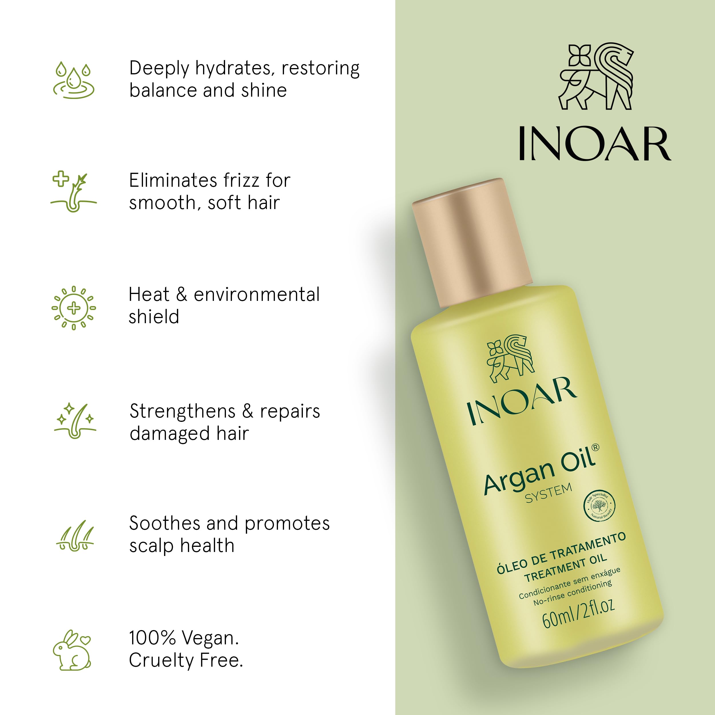 Inoar Argan Oil Hydrating Treatment Oil with Smoothing - INOAR Official Imagery - 4